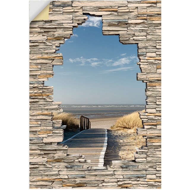 Artland Wandbild »Nordseestrand Langeoog Steg Stein Mauer«, Strandbilder, (1  St.), als Alubild, Leinwandbild, Wandaufkleber oder Poster in versch.  Größen bestellen | BAUR