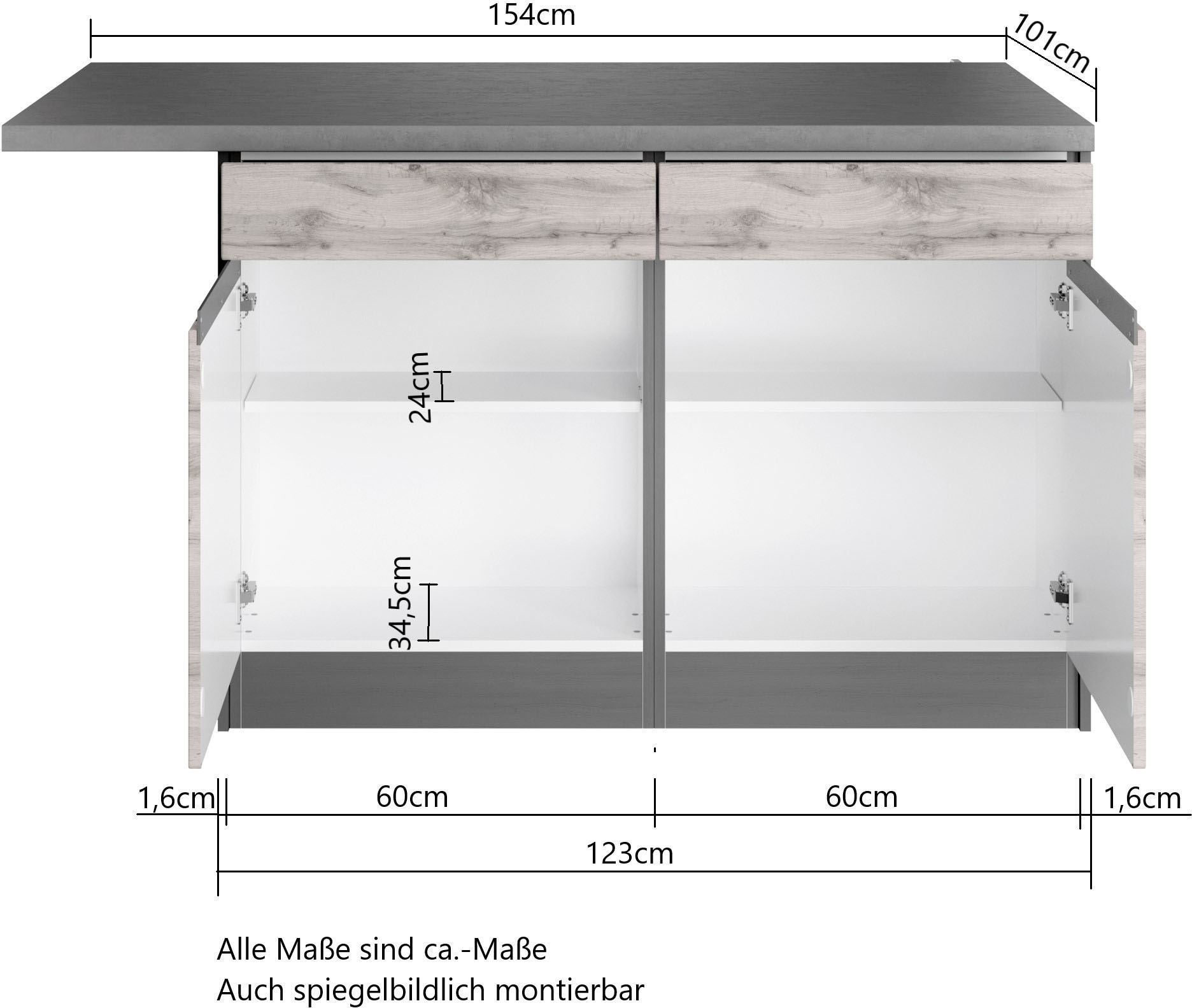 KOCHSTATION Winkelküche »KS-Riesa«, Stellbreite 340x150 cm, wahlweise mit oder ohne E-Geräte