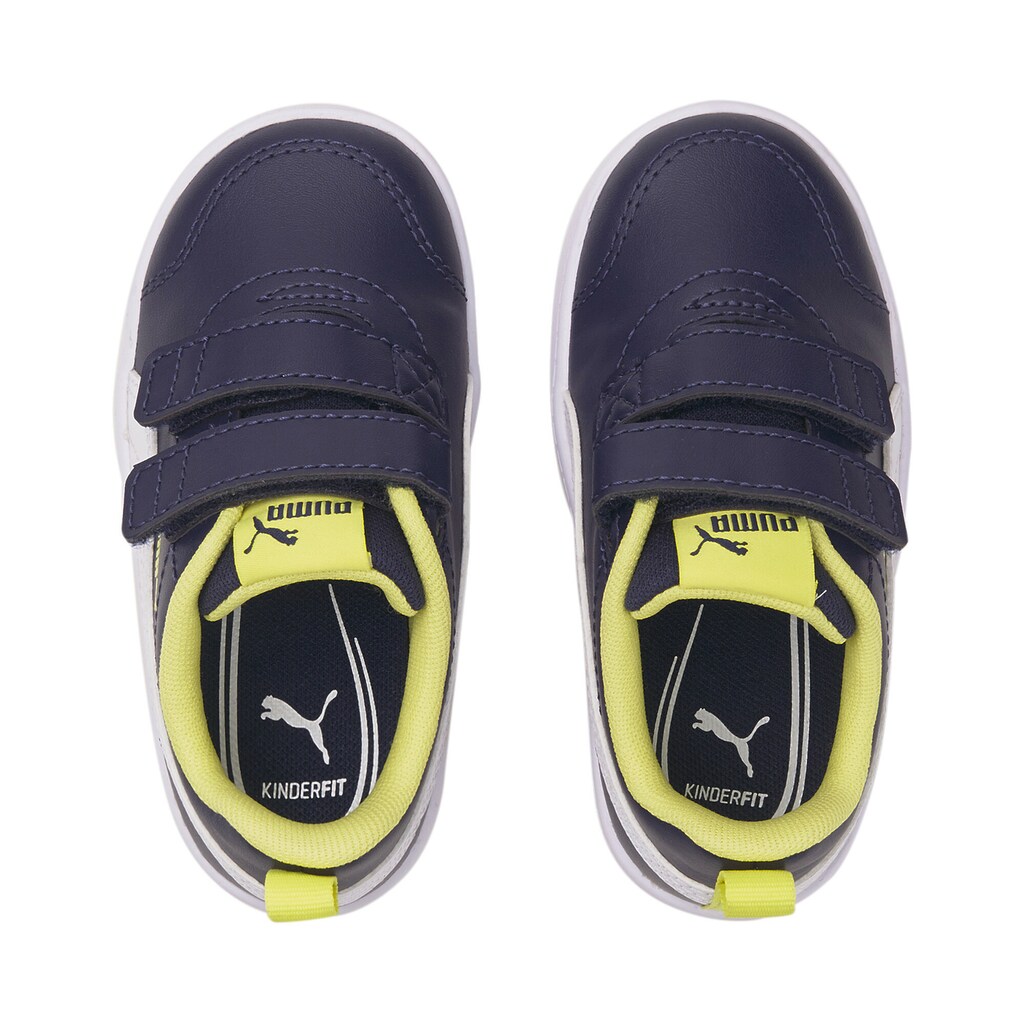Schuhe Mädchenschuhe PUMA Sneaker »Courtflex V2 Baby Sneakers Regular« blau-gelb Schuhe Mädchenschuhe PUMA Sneaker »Courtflex V2 Baby Sneakers Regular« blau-gelb