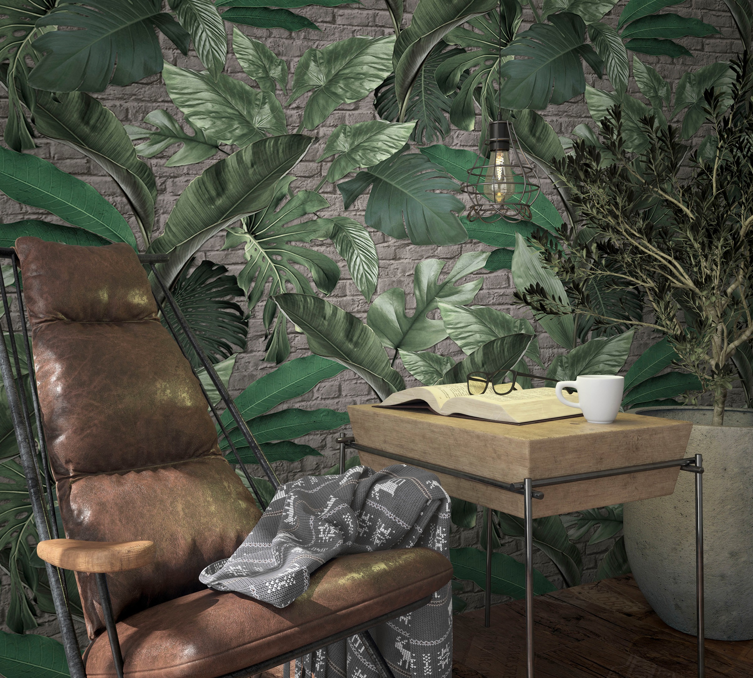 Marburg Fototapete "Leaves" Motiv botanisch texturiert moderne Tapete für Wohnzimmer Schlafzimmer Küche