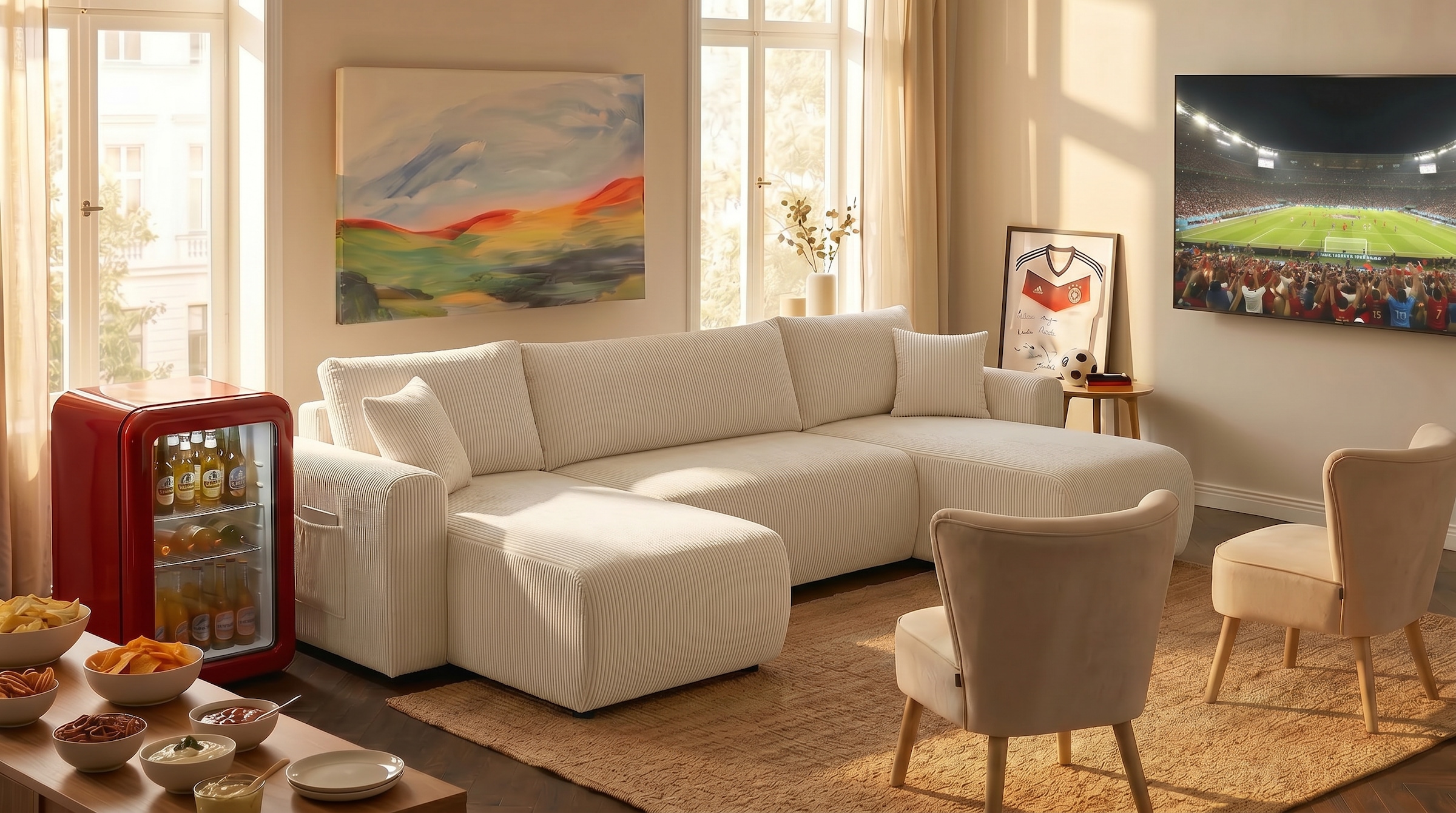 OTTO home Wohnlandschaft »JONAA, U-Form, 311 cm - OTTO. Verlässliche Qualität.« Schlaffunktion 133/270cm, Bettkasten, Cord, Struktur, Unser Tiefpreis