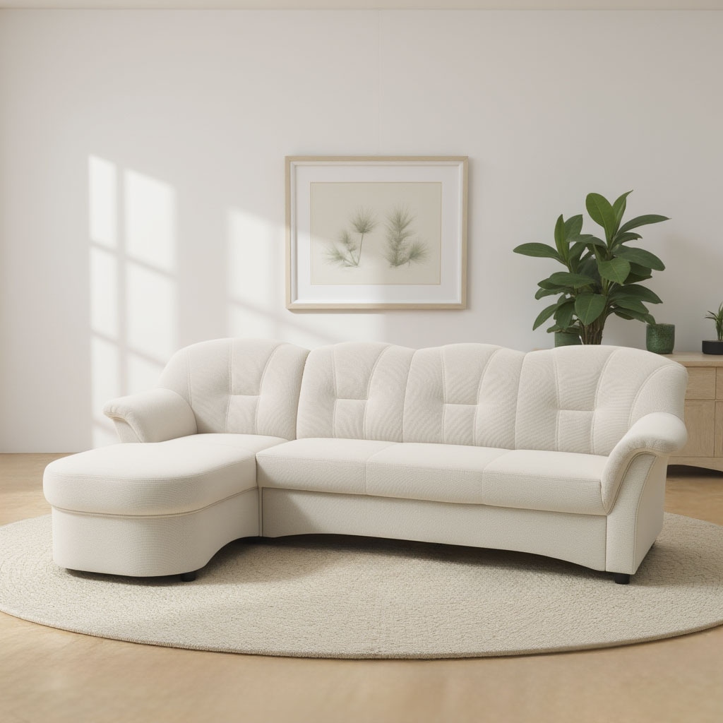 DOMO collection Ecksofa "FLORES Schlafsofa, 233x142x86 cm, L-Form" whlw. mit Bettfunktion, whlw. mit Federkern