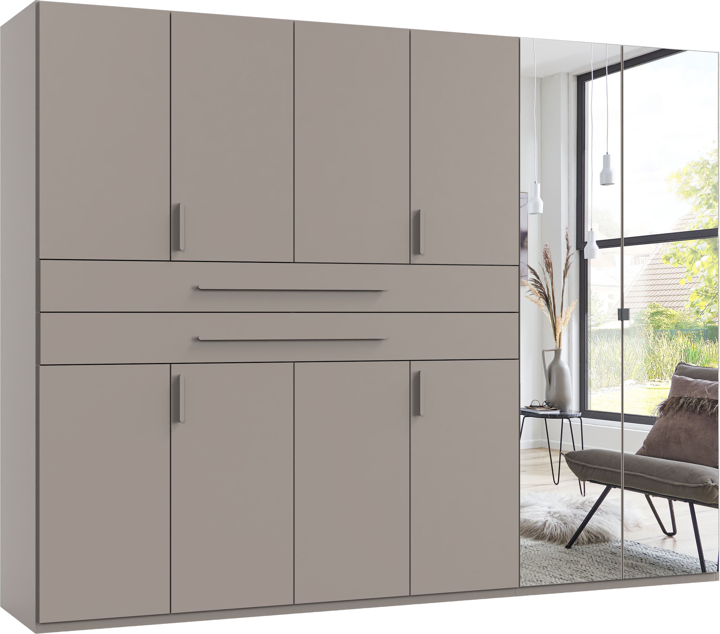 Wimex "Digit Kleiderschrank wahlweise mit oder ohne Spiegel" Schlafzimmer Schrank Bestseller im modernem Design, erhältlich in den Breiten 225cm oder 270cm (mit 8 oder 10 Türen)