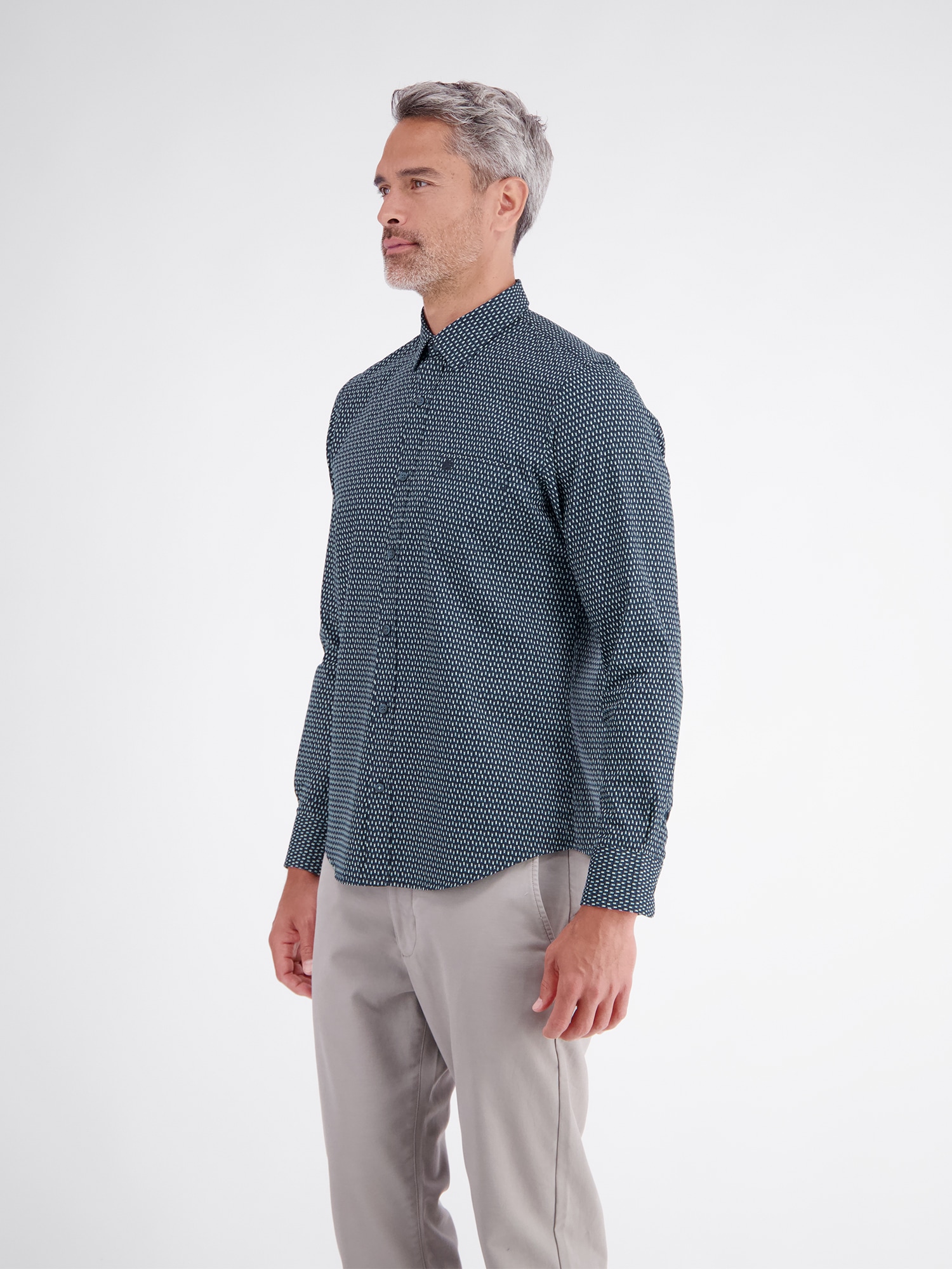 LERROS Langarmhemd »Sportliches Herrenhemd mit modernem Minimalprint-Design«