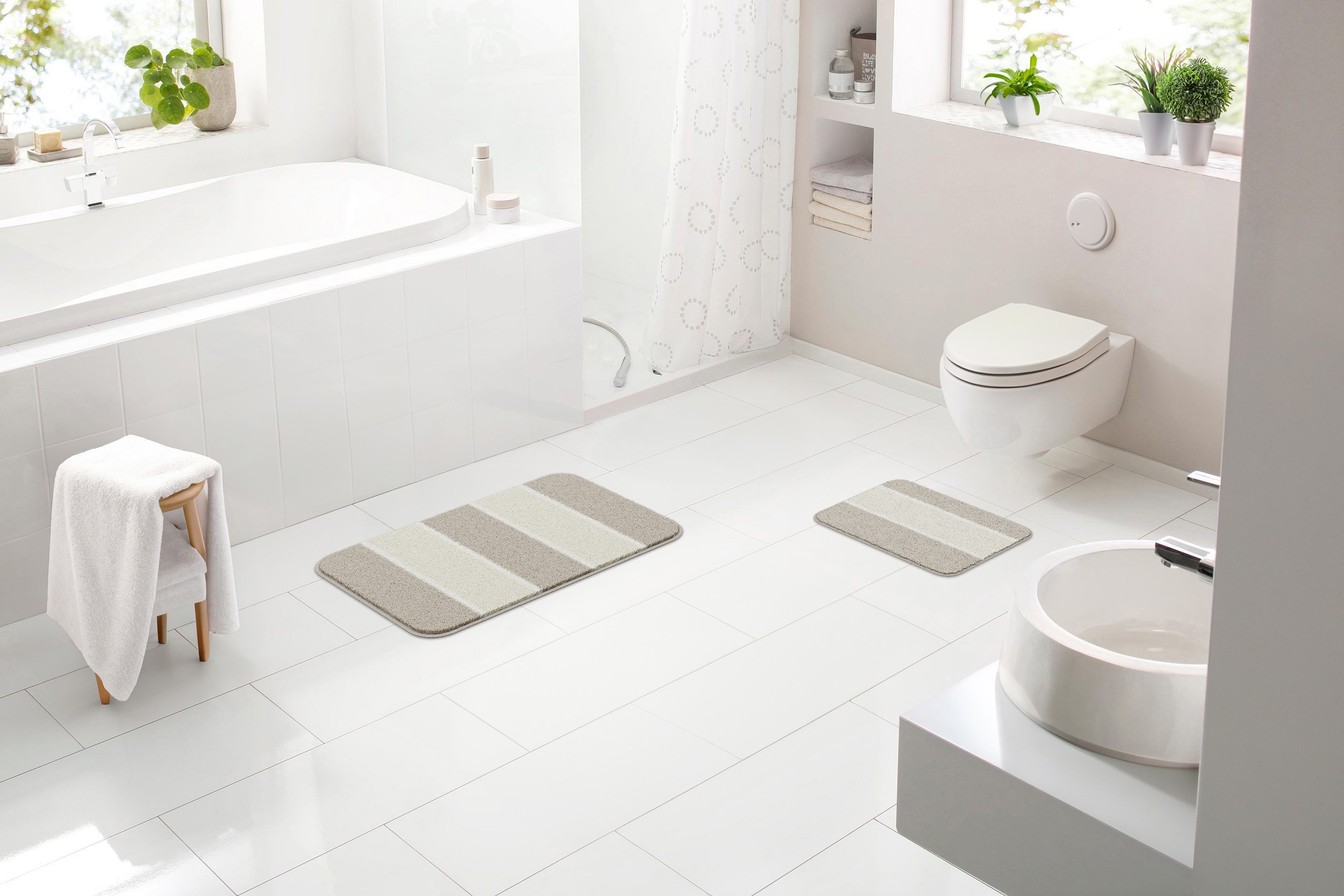 Linea Due Badematte "Waymore" Höhe 18 mm rutschhemmend beschichtet fußbodenheizungsgeeignet