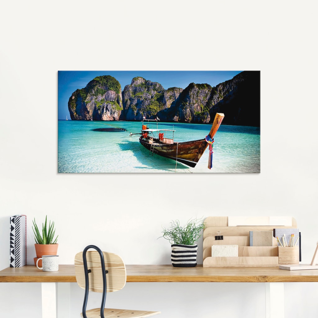 Artland Glasbild »Maya Bay, Koh Phi Phi Leh, Thailand«, Boote & Schiffe, (1 St.)