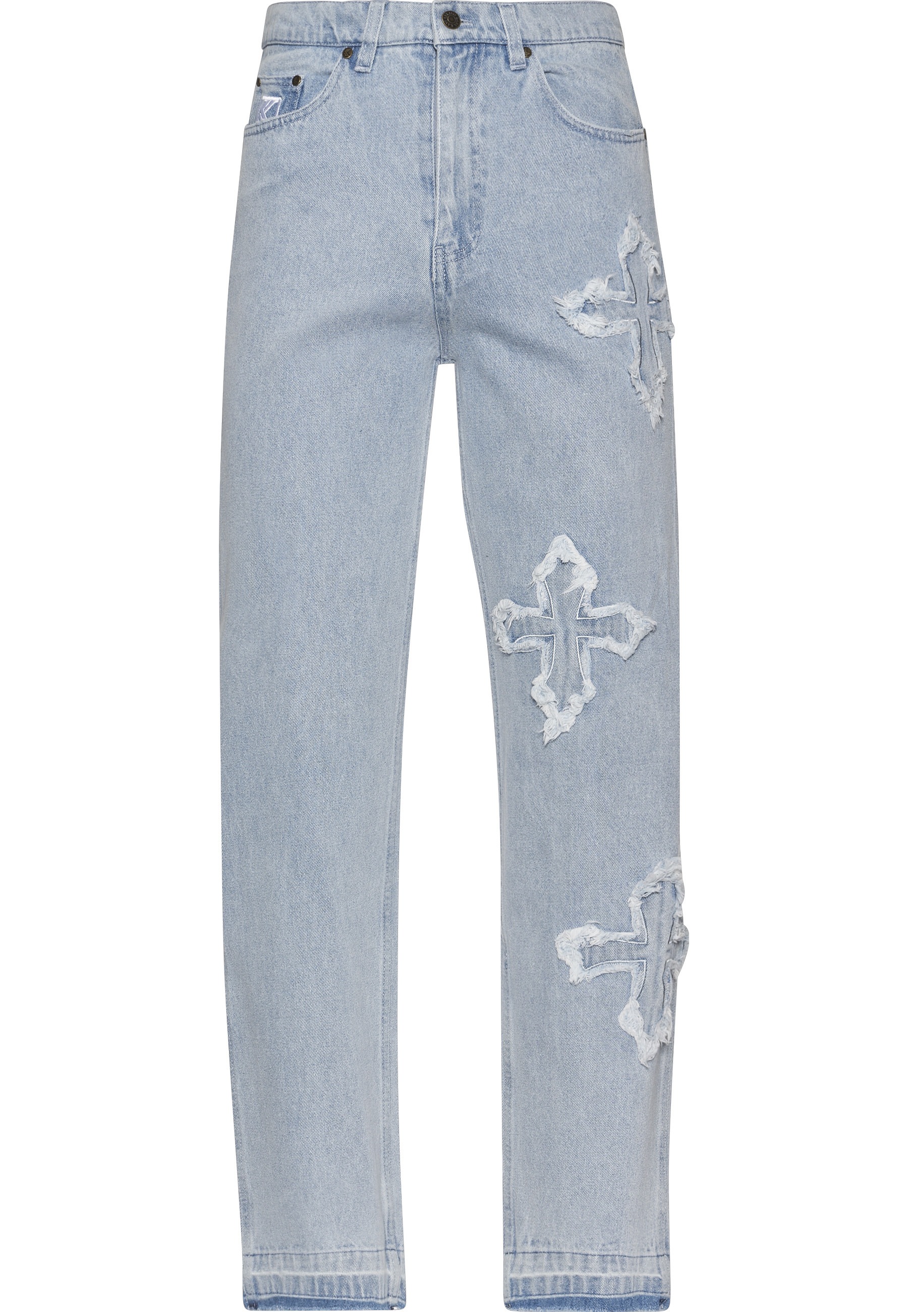 Karl Kani Bequeme Jeans "Karl Kani Herren KK OG Distressed Cross Baggy Five Pocket Denim"
