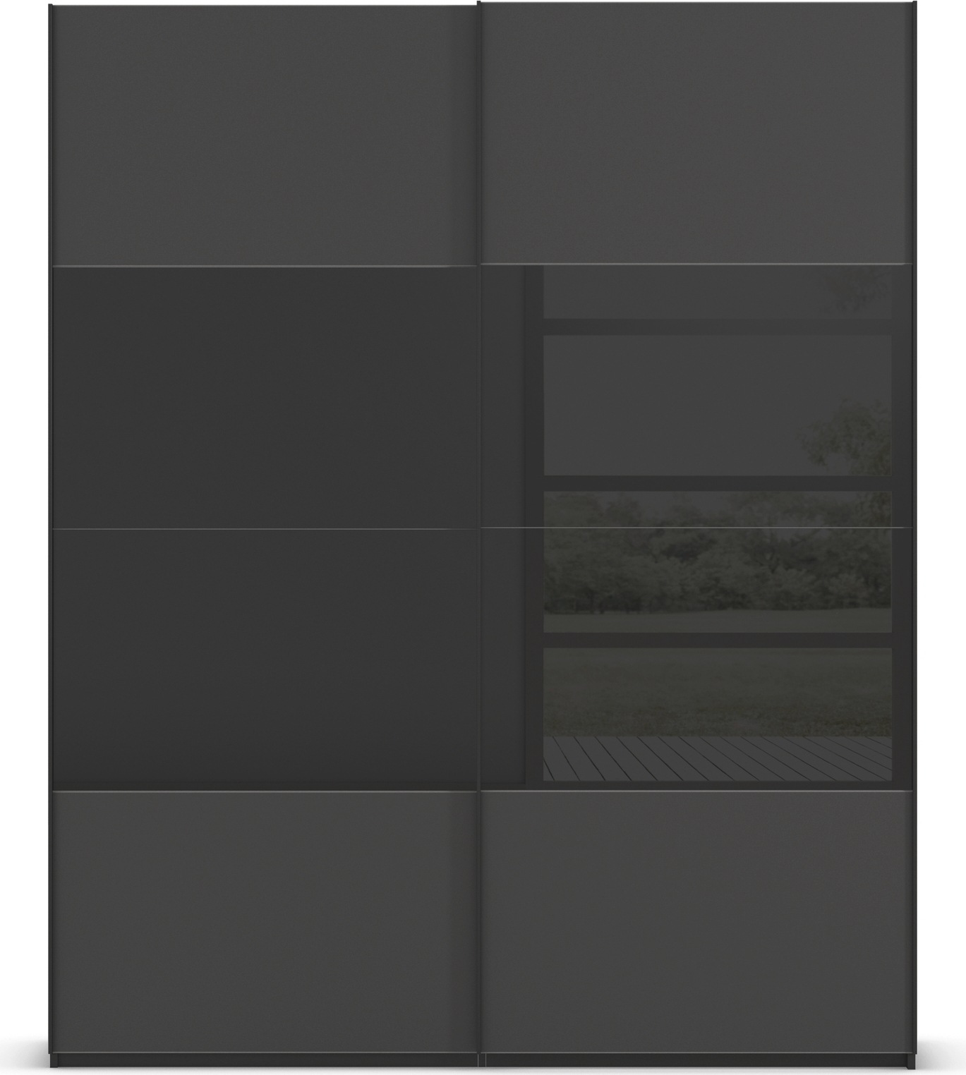 rauch Schwebetürenschrank »Kleiderschrank Schrank Garderobe Schlafzimmerschrank SCALE-FYRA«, edle Türen viergeteilt Glas matt/glänzend viele Farben MADE IN GERMANY