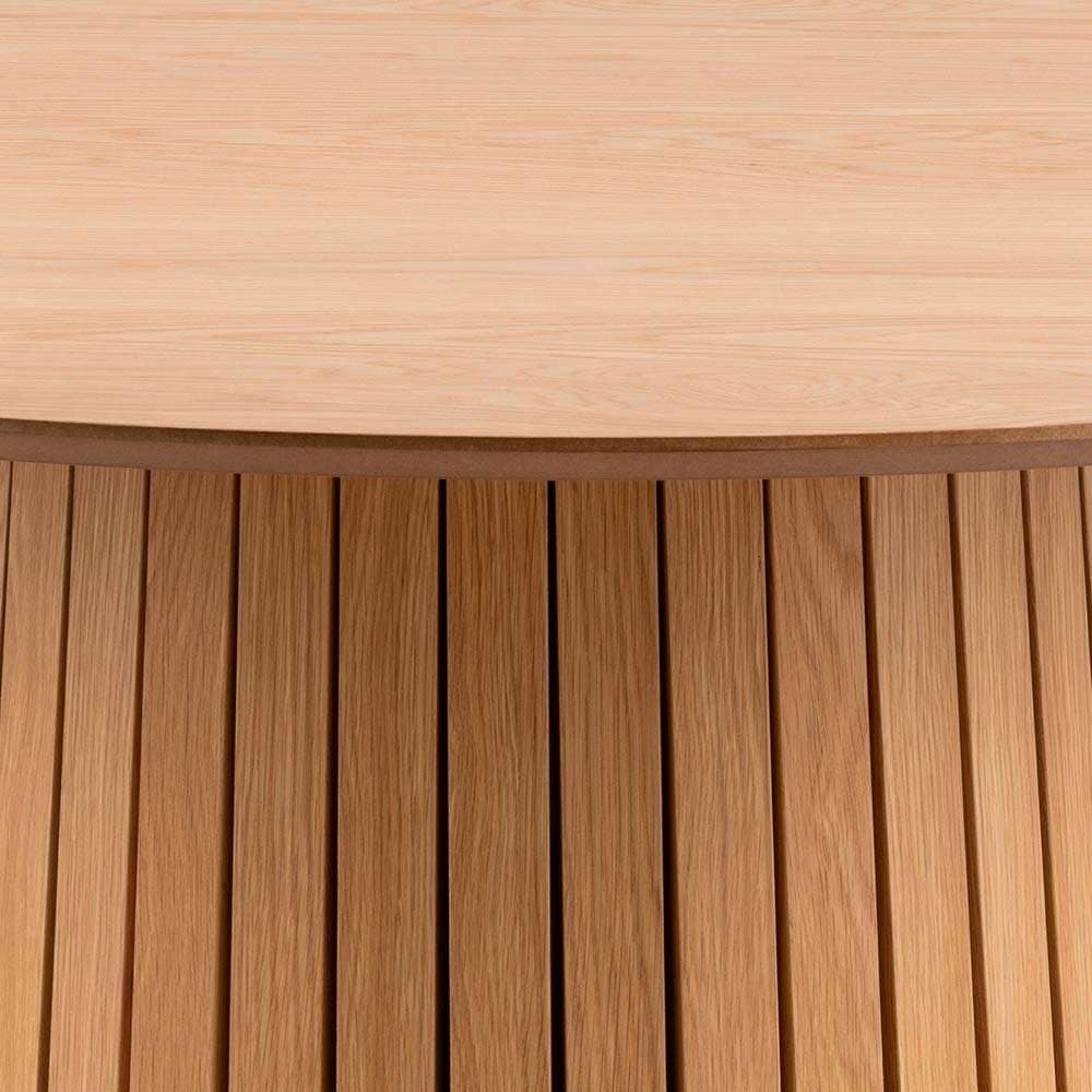 ACTONA GROUP Esstisch »Christo Tisch, Wohnzimmertisch,«, rund, Eichenfurnier, Säulenfuß, Lamellenfront, Ø: 120 cm