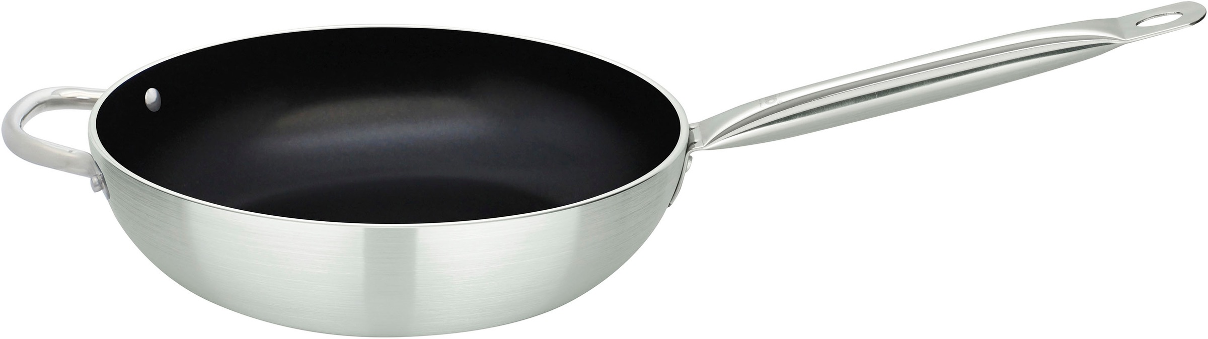 Elo Wok "Wokpfanne 28cm Bistro Line" Aluminium 1 Stk. tlg. langer, handlicher Edelstahl Profi Griff, Ø 28 cm, Induktion