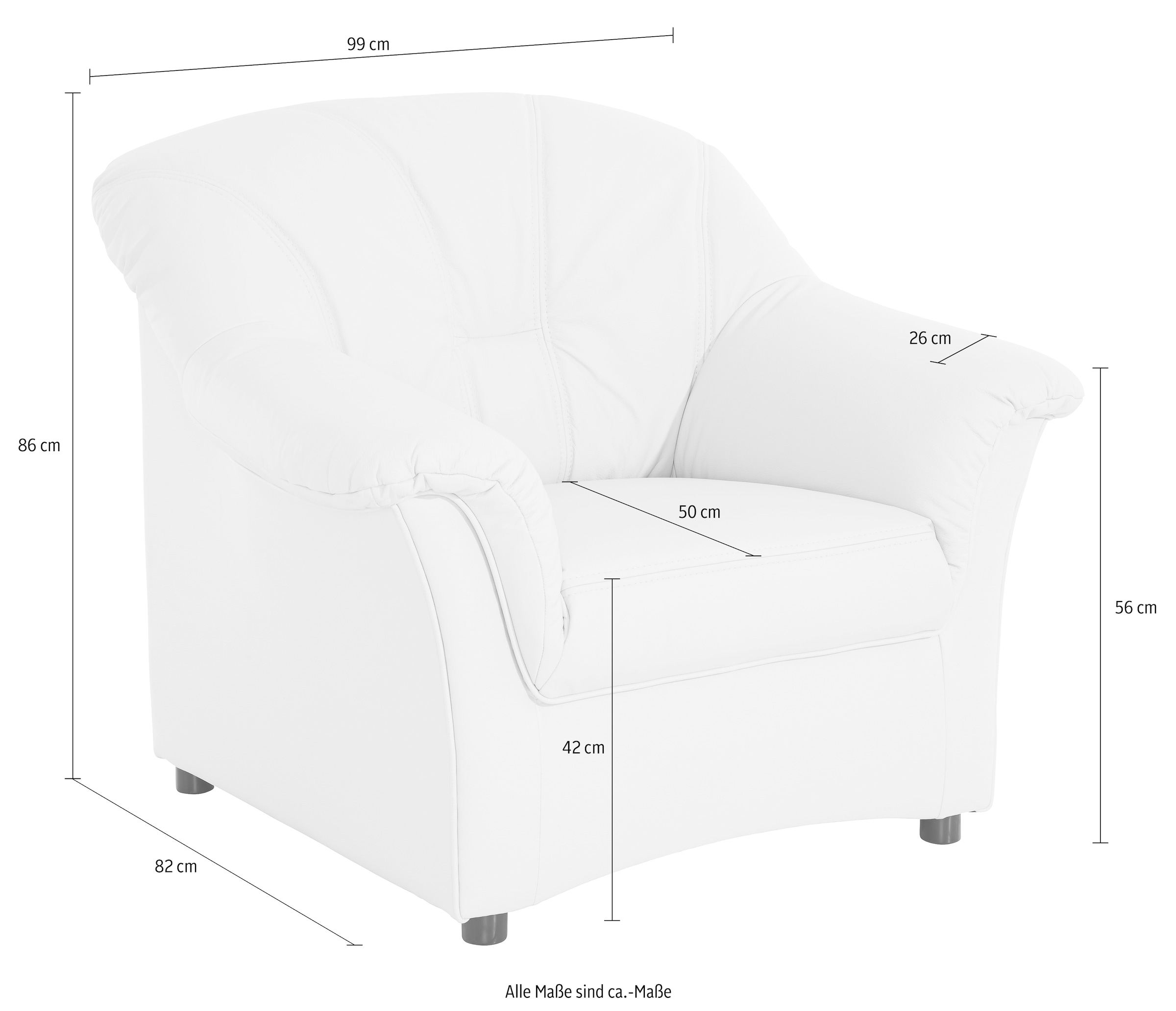 DOMO collection Sessel »Flores«, wahlweise mit Federkern (nicht bei Microfaser PRIMABELLE®-Struktur)