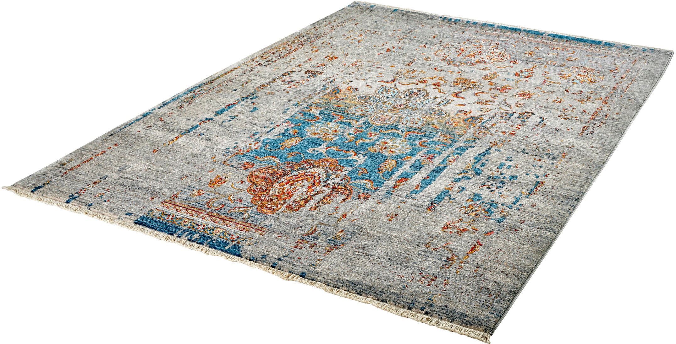 Teppich »My Laos 453«, rechteckig, modernes Vintage Design, mit Fransen