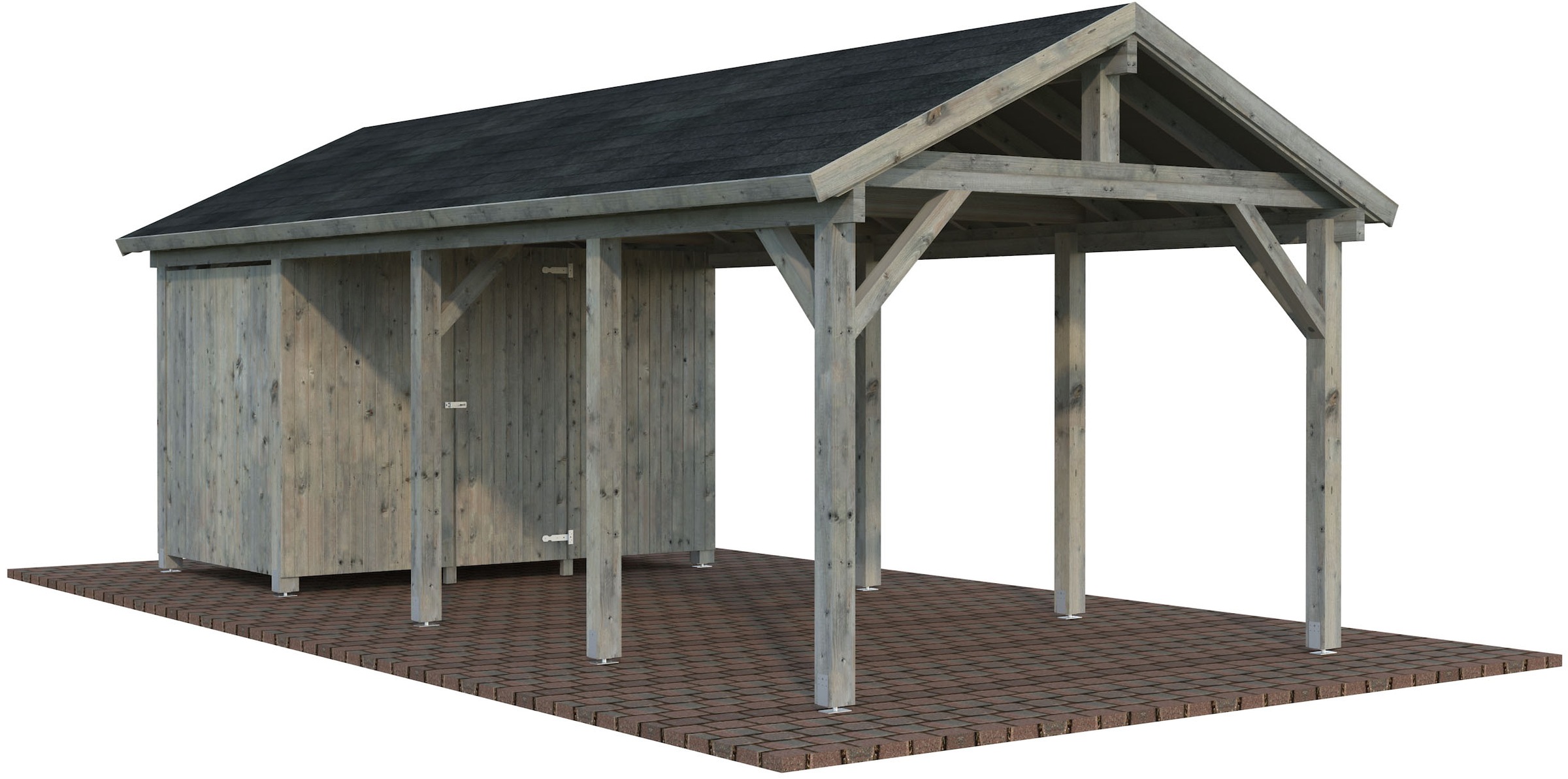 Palmako Einzelcarport »Robert mit Geräteraum« Massivholz 291 cm grau