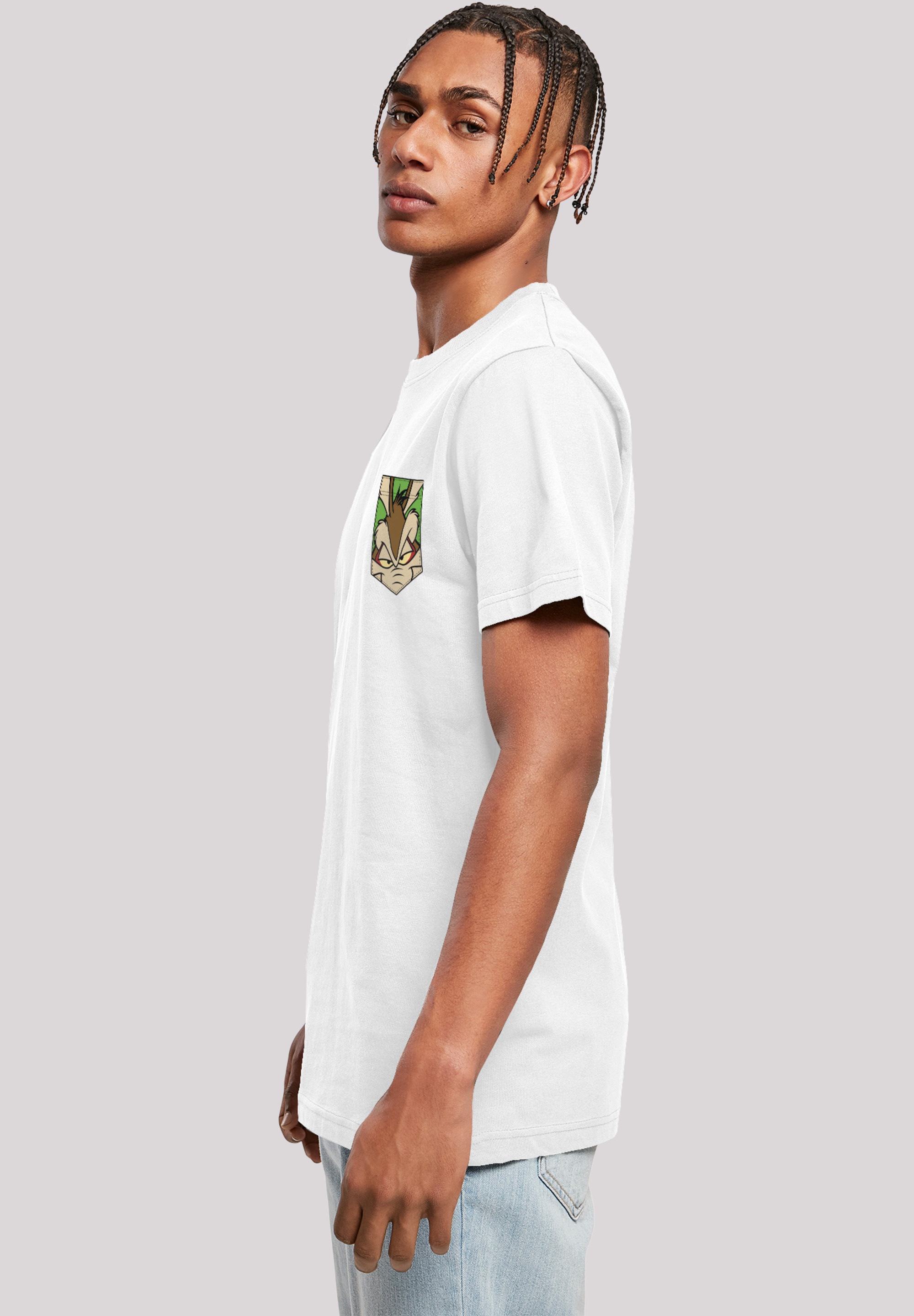 F4NT4STIC T-Shirt »Looney Tunes Face Faux Pocket«, Print