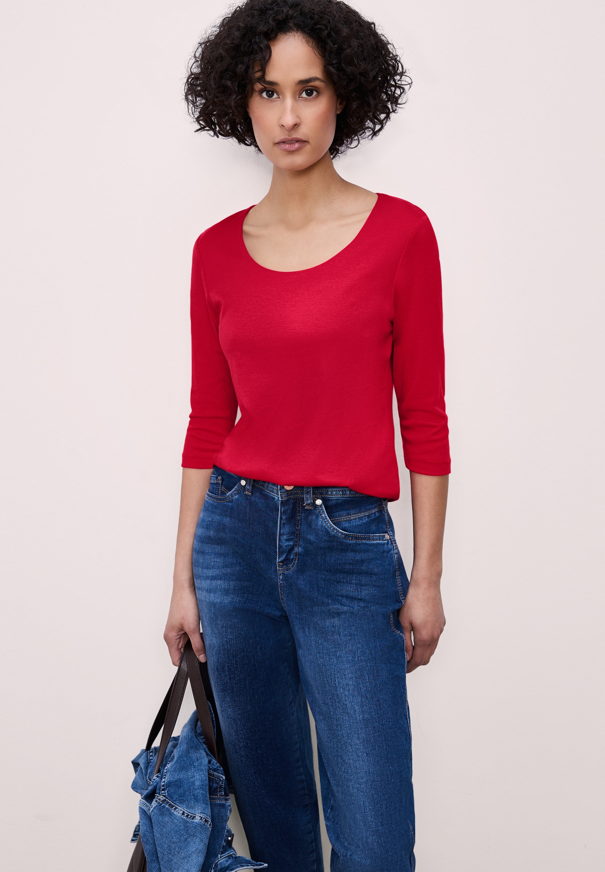 STREET ONE 3/4-Arm-Shirt in Unifarbe günstig online kaufen