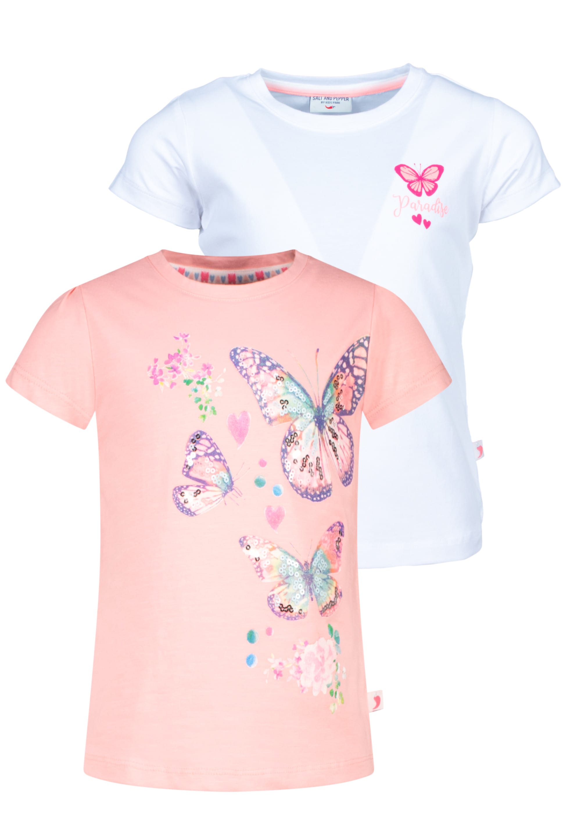 SALT AND PEPPER T-Shirt »Fancy«, 2er-Pack mit wunderschönem Schmetterlingsdruck