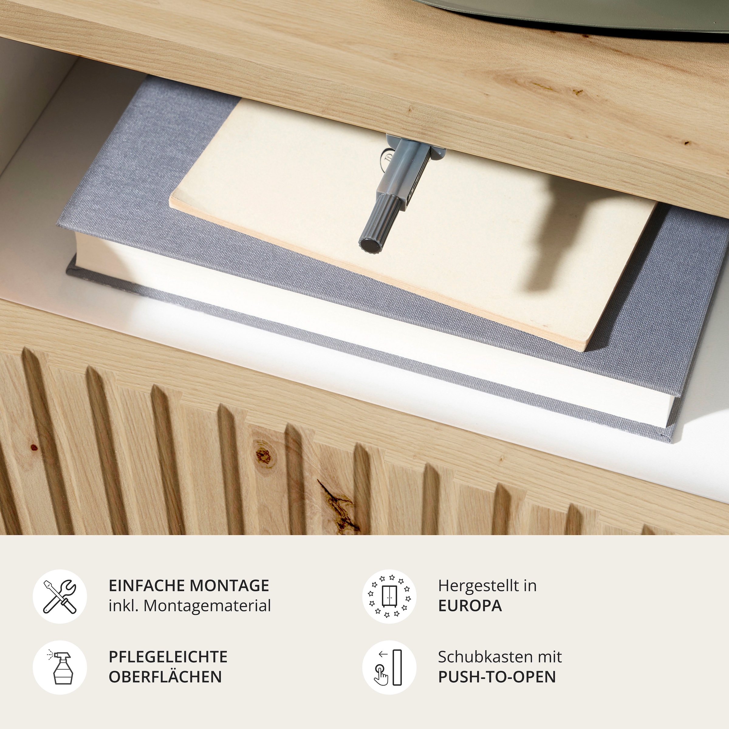 Schlafkontor Nachtkommode »Taboni Nachttisch, Nachtkonsole mit Push-to-open« Wandmontage