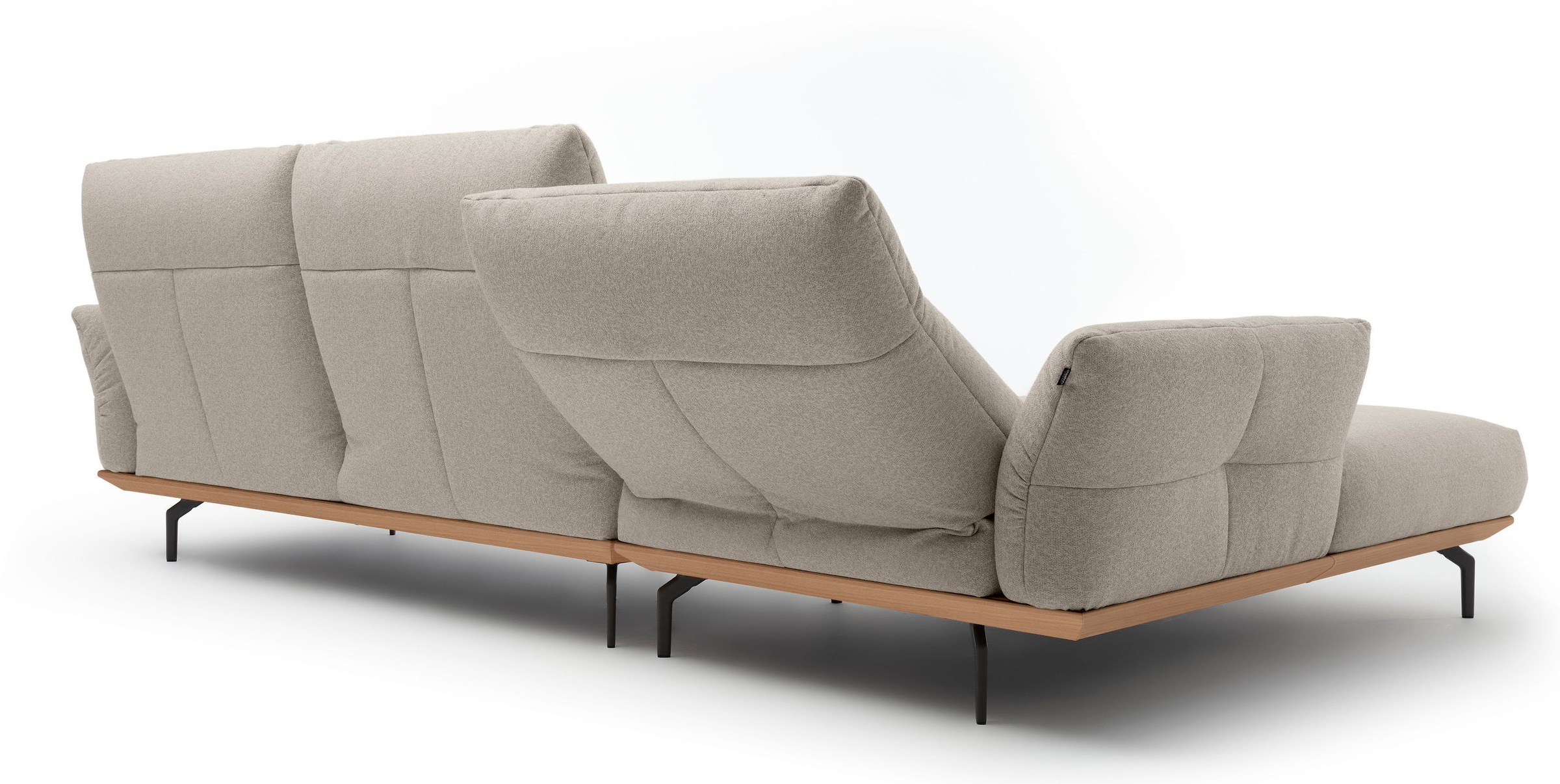 Creation BY ROLF BENZ Ecksofa »CR.460«, Sockel in Eiche, Winkelfüße in Umbragrau, Breite 318 cm