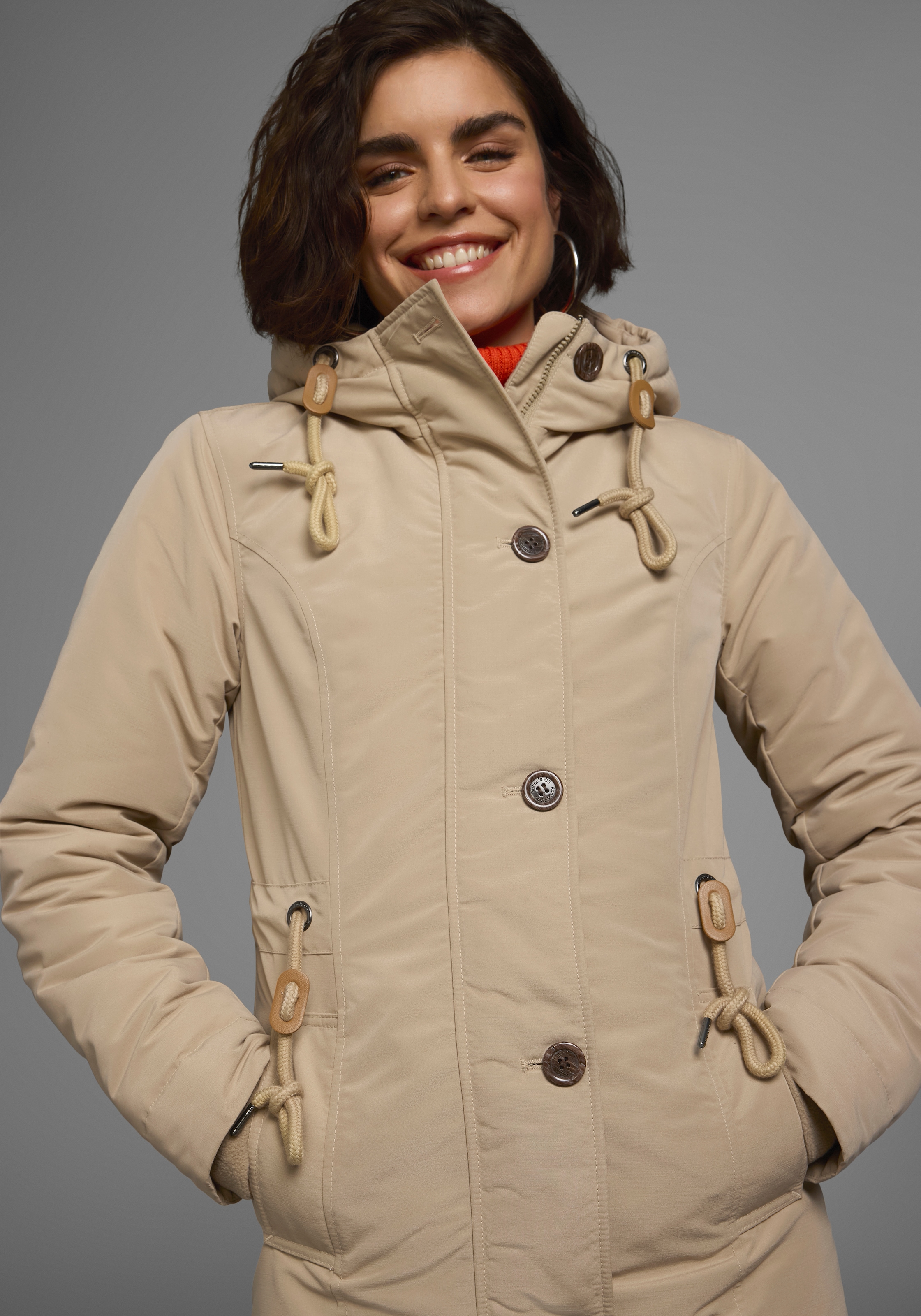 KangaROOS Winterjacke, mit Kapuze, für die kalte Jahreszeit, aus leichtem Webstoff, modisch
