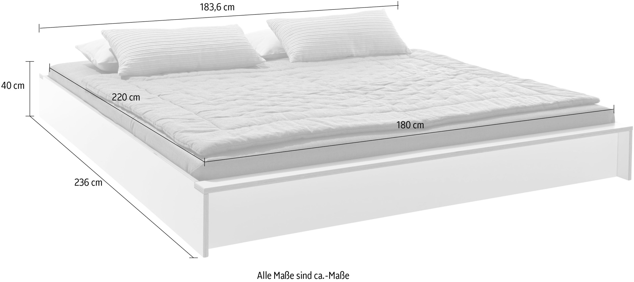 Müller SMALL LIVING Holzbett »FLAI HIGH«, Überlänge Liegefläche 220 cm, Komfort Höhe 40 cm ohne Kopfteil