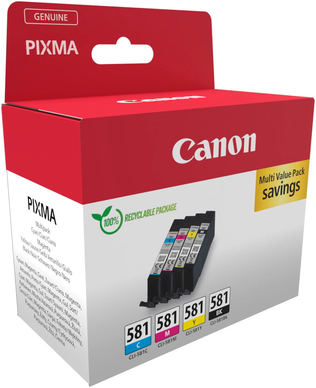 CANON Tintenpatrone "CLI-581 BK/C/M/Y Tinte Multipack (2103C006)", bunt, Tintenpatronen