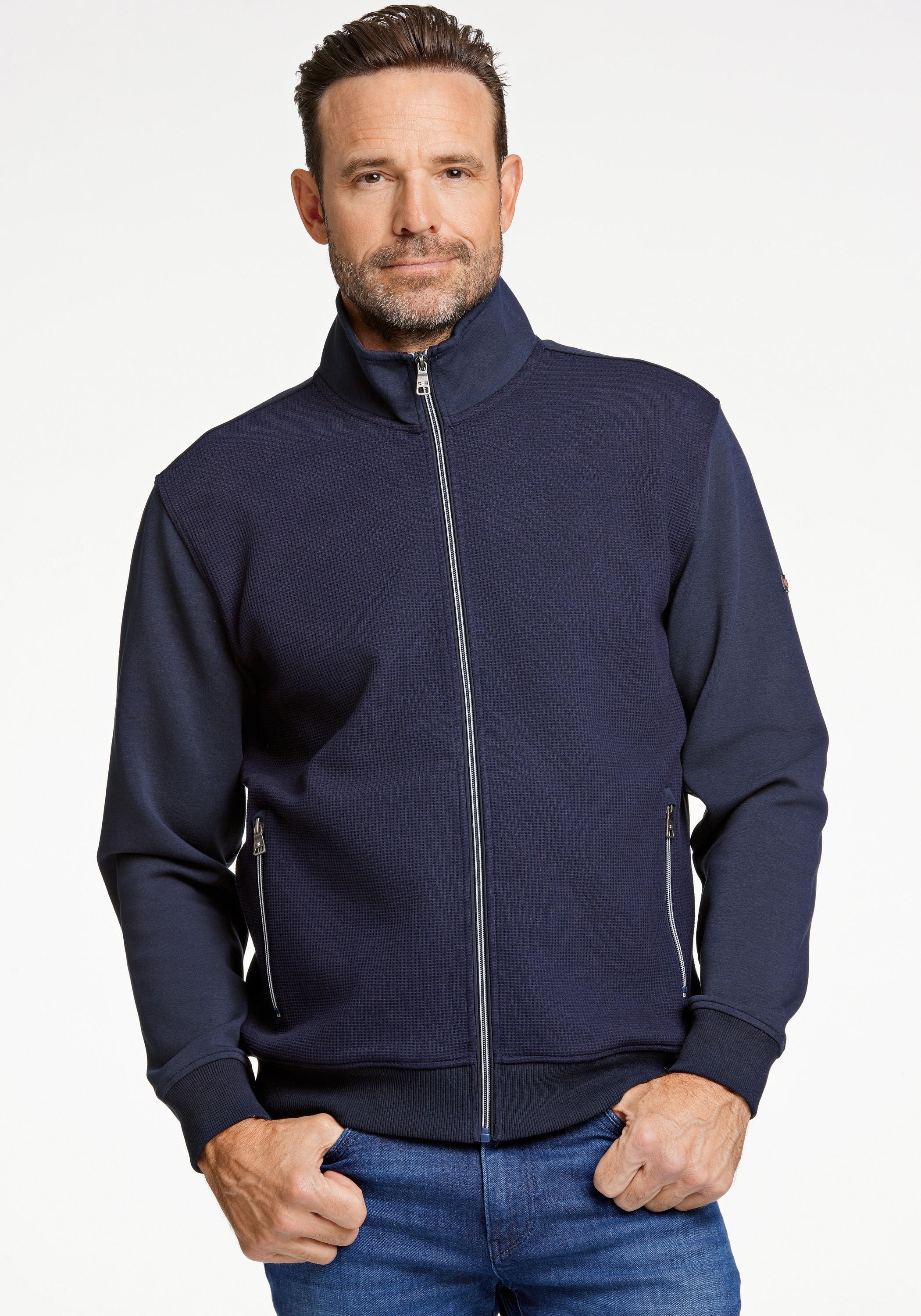 Sweatshirt BISON "Sweatshirt Comfort Fit", Herren, Gr. XL, blau (navy), Obermaterial: 83% Baumwolle, 14% Polyester, 3% Elasthan, bequem, Sweatshirts Sweatshirt