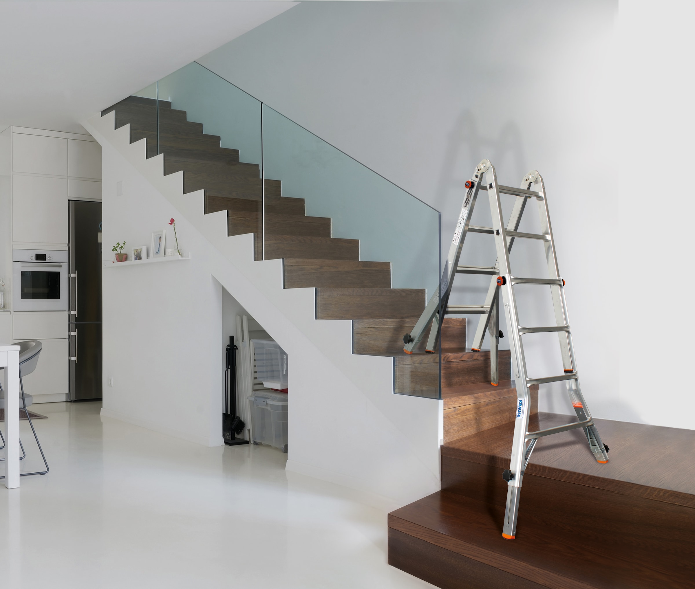 KRAUSE Gelenkleiter »TeleVario«, Alu, 4x4 Sprossen, Arbeitshöhe ca. 498 cm