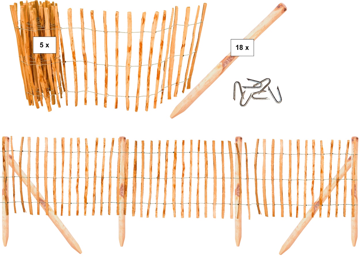 Tetzner & Jentzsch Gartenzaun "Rollzaun Rosswell 3", 90 cm hoch, 5 Elemente für 25 Meter Zaun, mit 18 Pfosten