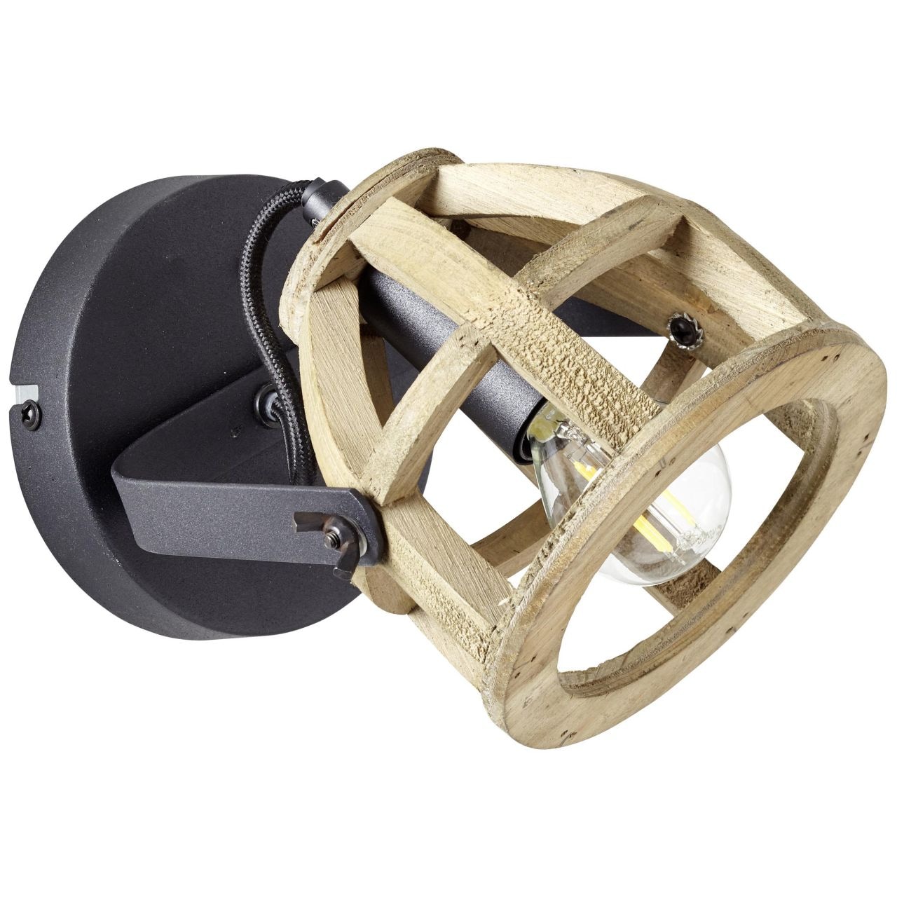Brilliant Wandstrahler »Matrix Wood«, 1 flammig, Leuchtmittel E14 | ohne Leuchtmittel, Wandspot schwarz/natur