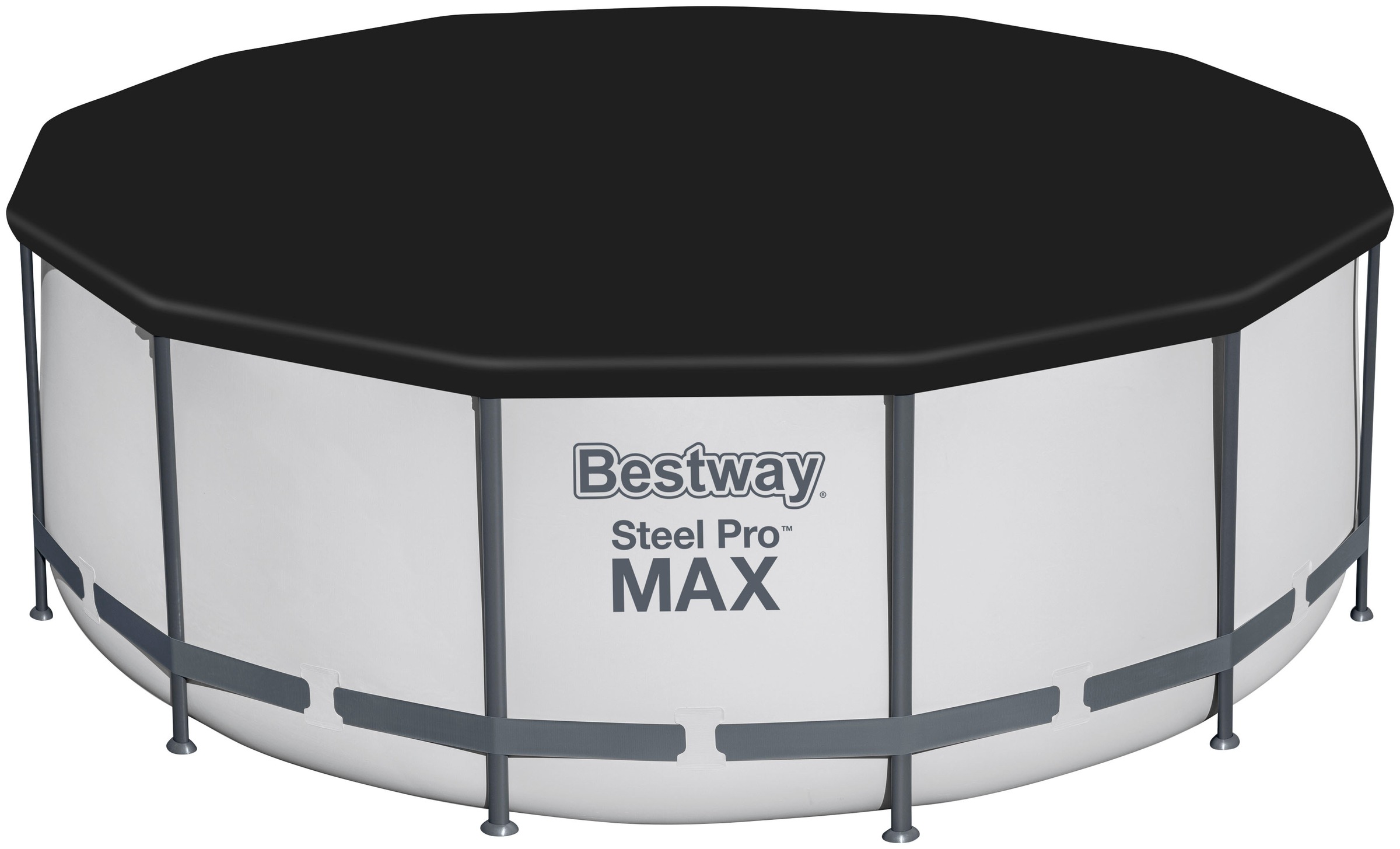 Bestway Framepool »Steel Pro MAX™«, (Komplett-Set), 5-tlg. Frame Pool mit Filterpumpe Ø 396x122 cm, lichtgrau