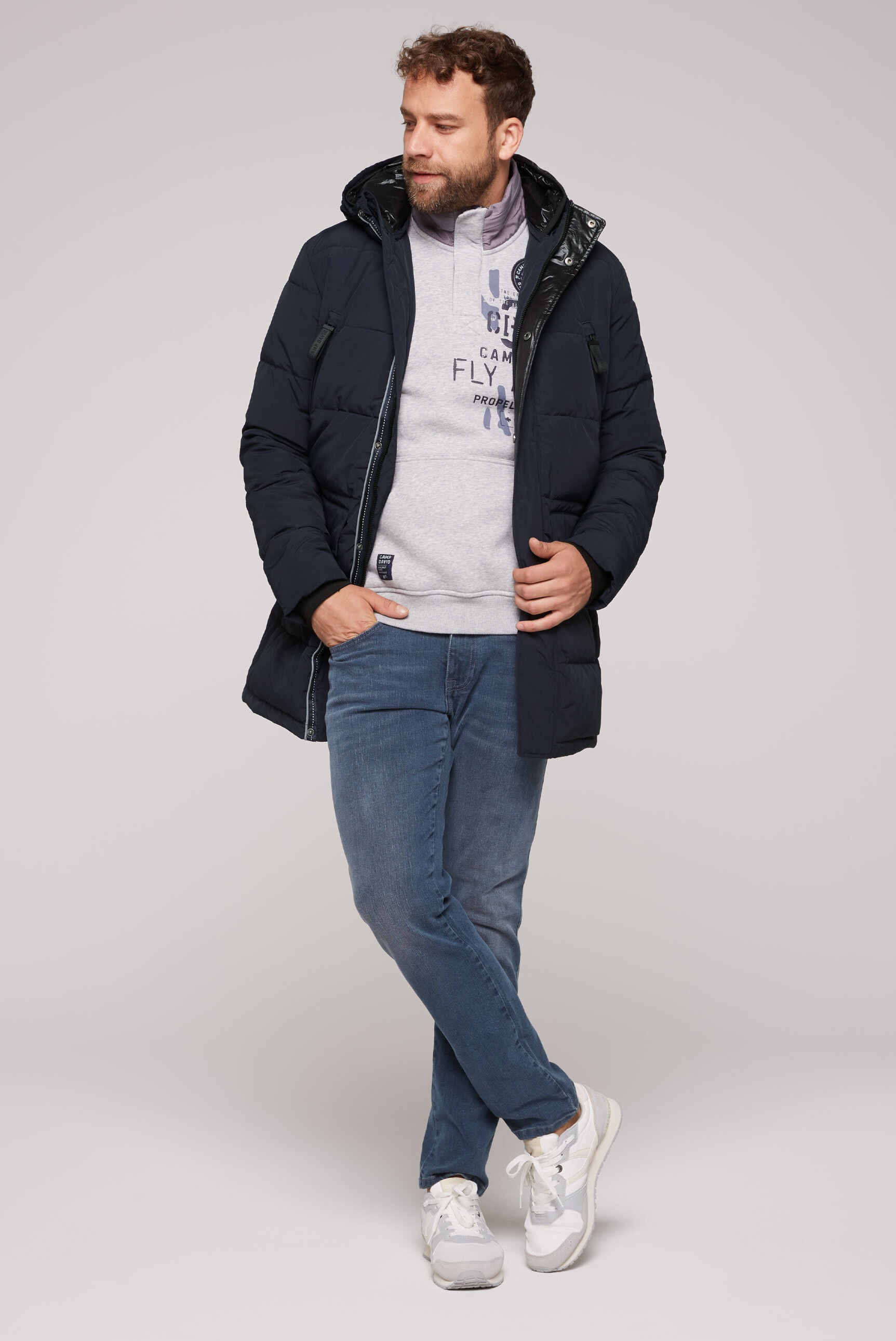 CAMP DAVID Langjacke, mit Kapuze, mit Windbreaker-Bündchen