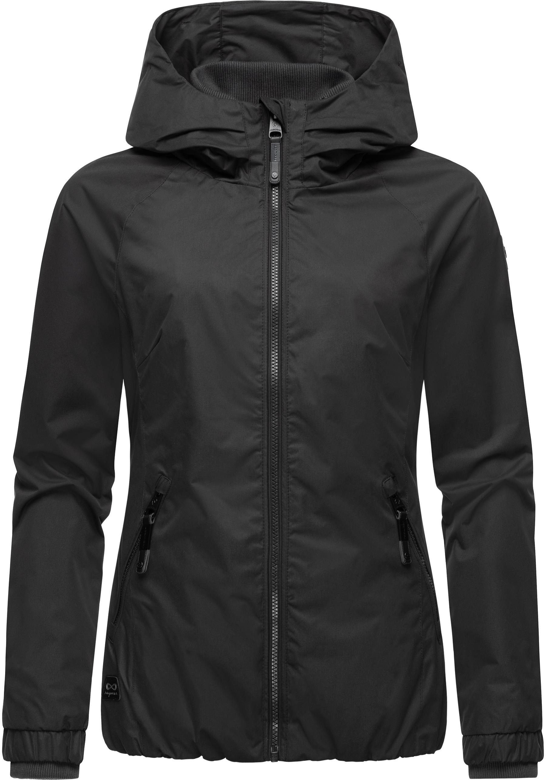 Outdoorjacke RAGWEAR "Dizzie", Damen, Gr. S (36), schwarz, Außenmaterial: 100% Polyester; Innenfutter: 100% Polyester, regular fit hüftbedeckend, Ärmel ohne Ärmelschlitz Rippstrickbündchen, Jacken Outdoorjacke, Wasserdichte Übergangsjacke mit großer Kapuz 3