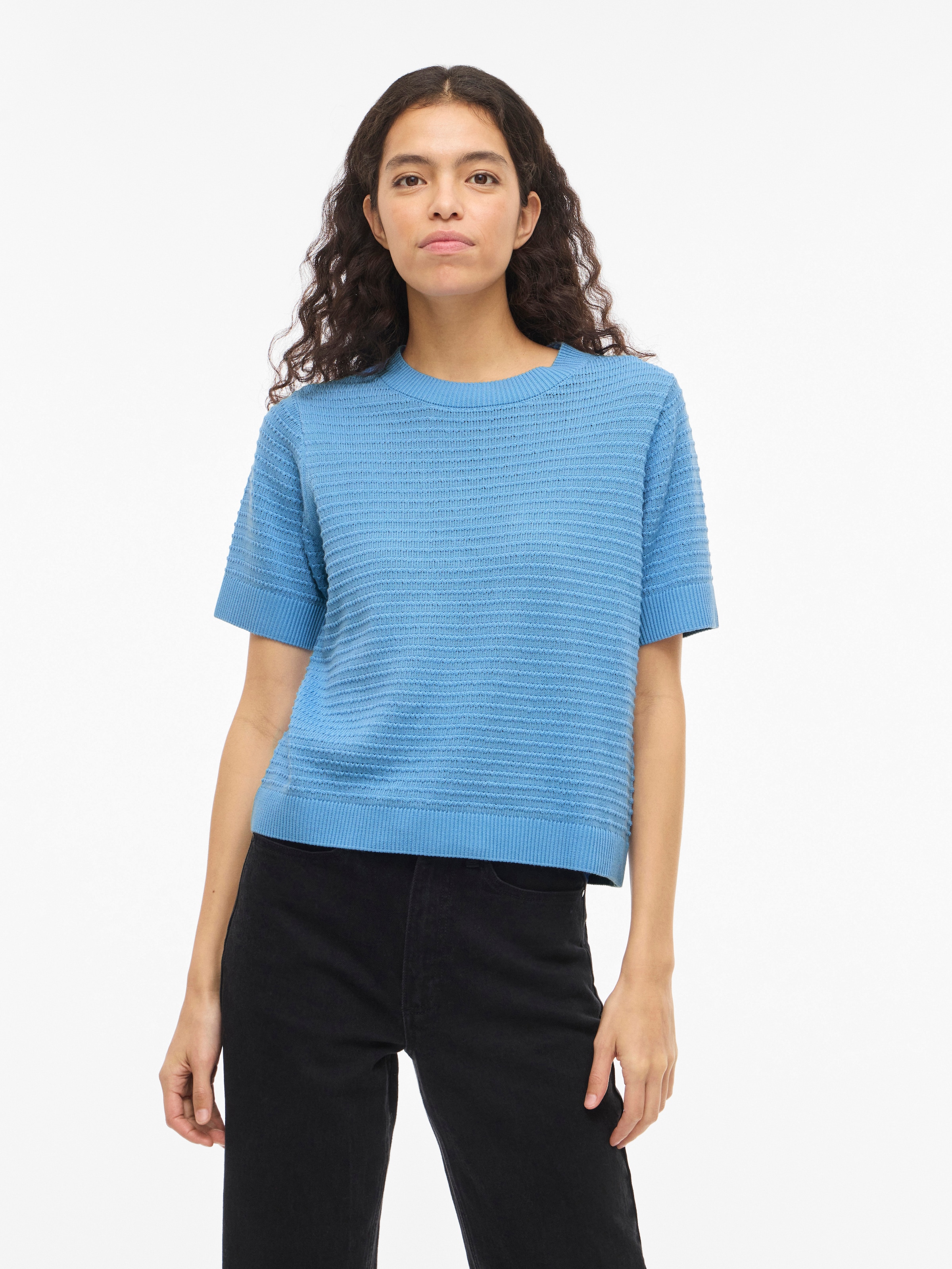 Vila Kurzarmpullover "VILOLLO O-NECK S/S DETAIL KNIT TOP- NOOS" günstig online kaufen