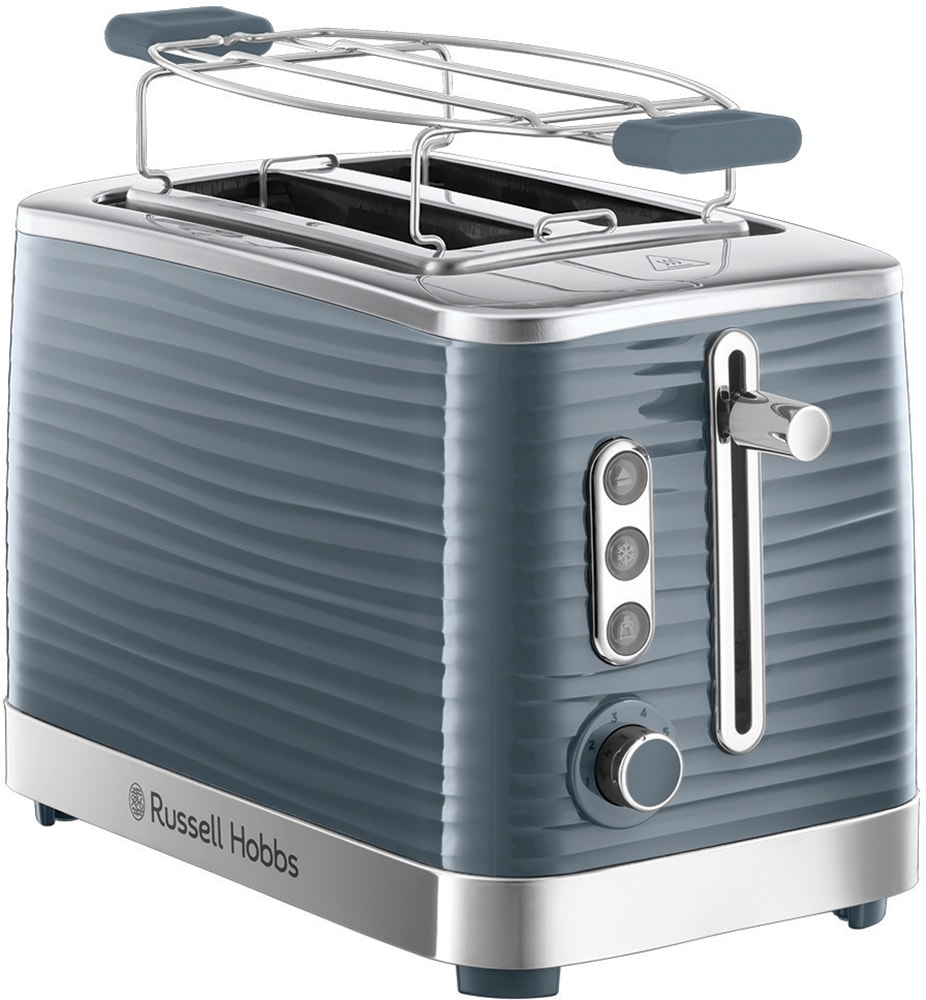 RUSSELL HOBBS Toaster "Inspire 24373-56 Grau" 2 Schlitze 1050 W mit hochwertiger Hochglanz-Struktur, extra breite Toastschlitze