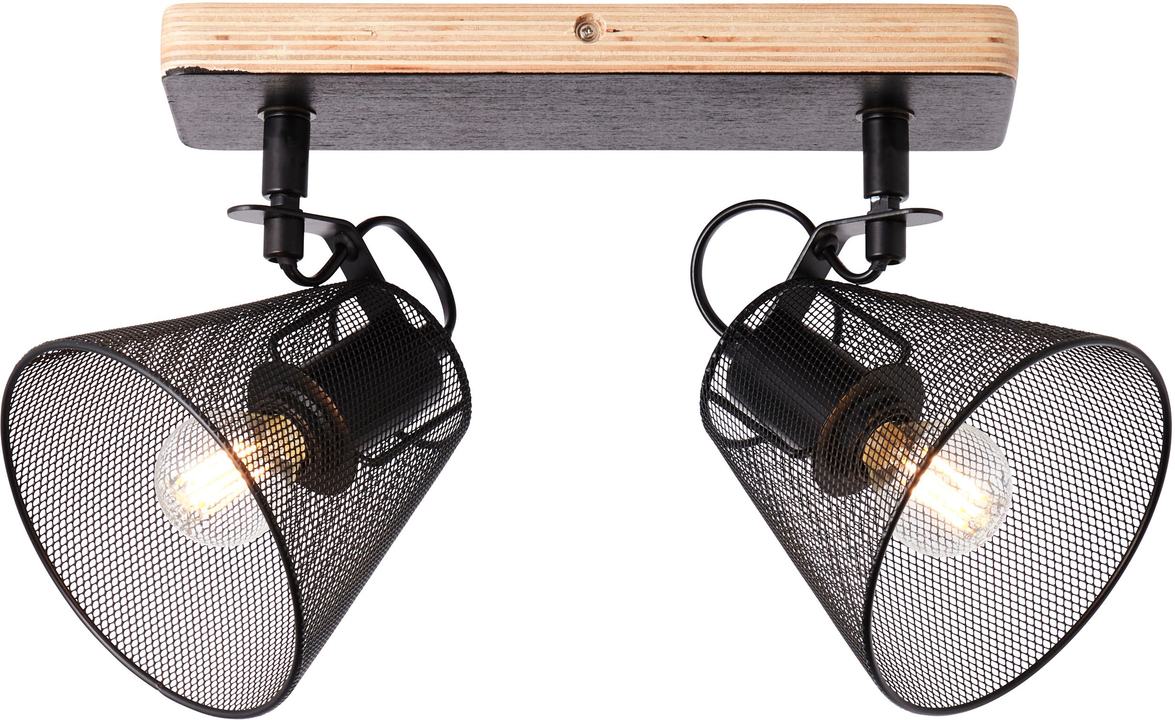 Brilliant Deckenstrahler »Whole«, 2 flammig, Leuchtmittel E14 | ohne Leuchtmittel, 2flg schwarz/holzfarbend