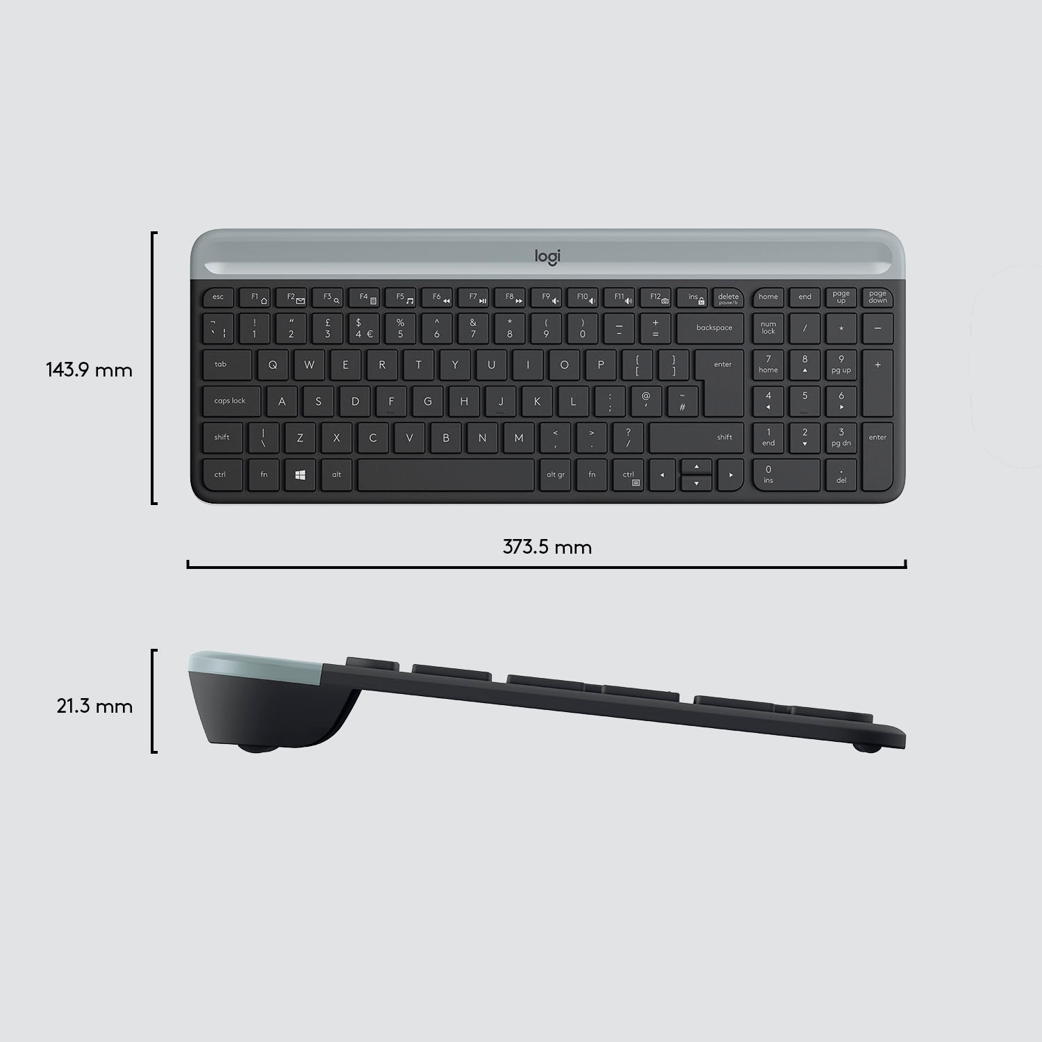 Logitech Tastatur »MK470«, (Angenehmes Tippen-Antirutsch-Füße-Fn-Tasten-Lautstärkeregler-Multimedia-Tasten-Windows-Sperrtaste-Ziffernblock)