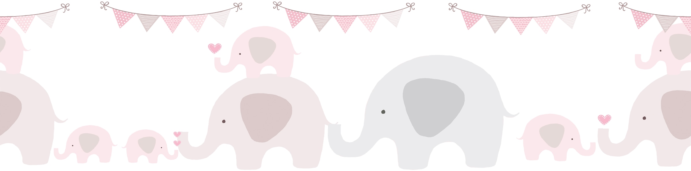 A.S. Création Bordüre »Elephant Party«, Tapete Kinderzimmer Rosa Grau Weiß