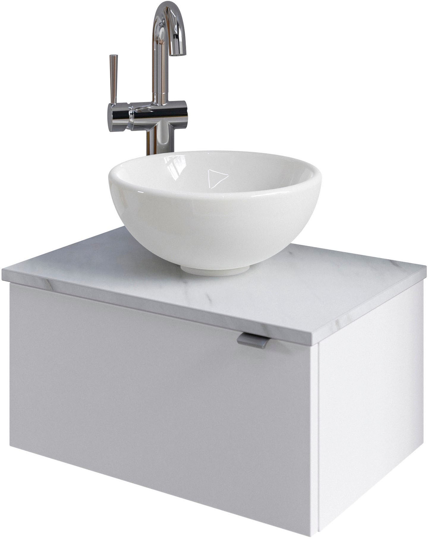 Saphir Waschtisch »Serie 6915 Waschschale mit Unterschrank für Gästebad, Gäste WC«, 51 cm breit, 1 Tür, Waschtischplatte, kleine Bäder, ohne Armatur