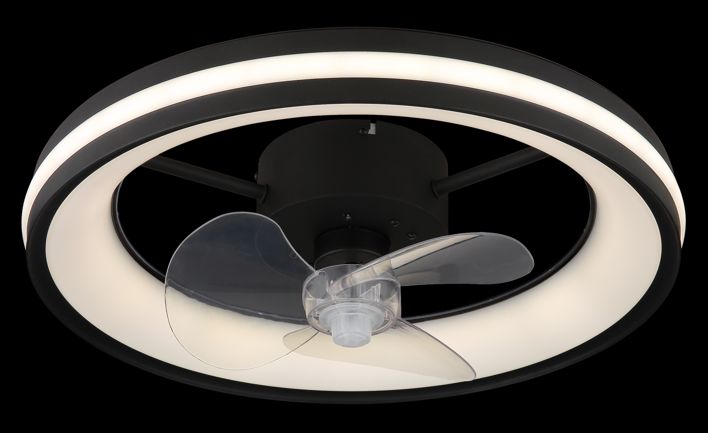 GLOBO LIGHTING Deckenleuchte »GATIAN«, Leuchtmittel LED-Modul | LED fest integriert, Ventilator/ Büro / Wohnbereich / Schlafzimmer / schwarz / rund