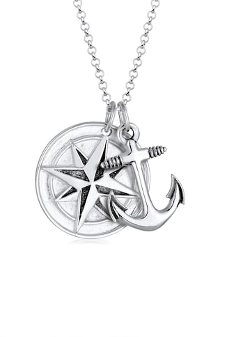Lange Kette »Kompass Anker Medaillon 925 Sterling Silber«