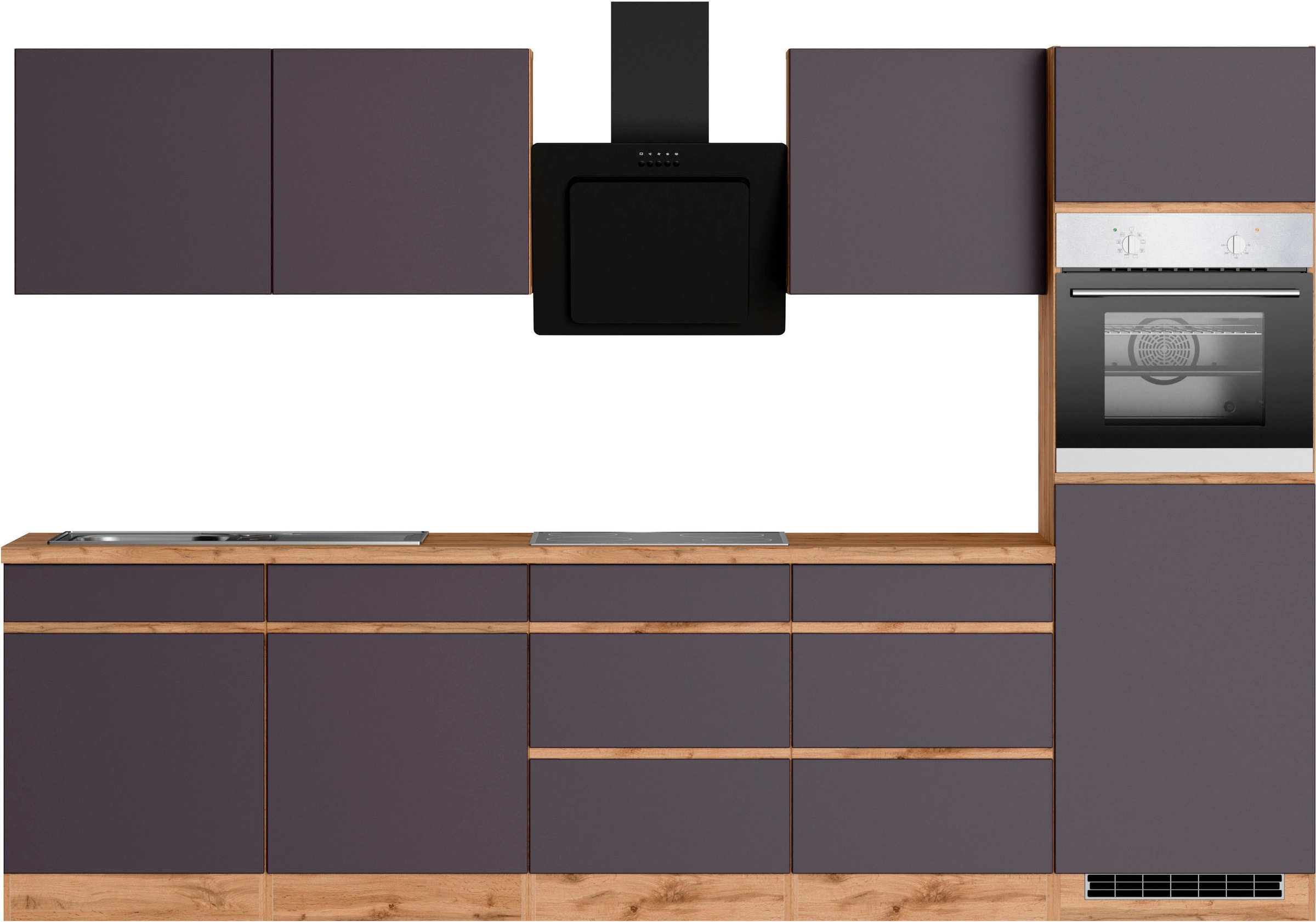 KOCHSTATION Küchenzeile »KS-Riesa« Stellbreite 300 cm, wahlweise mit Induktionskochfeld