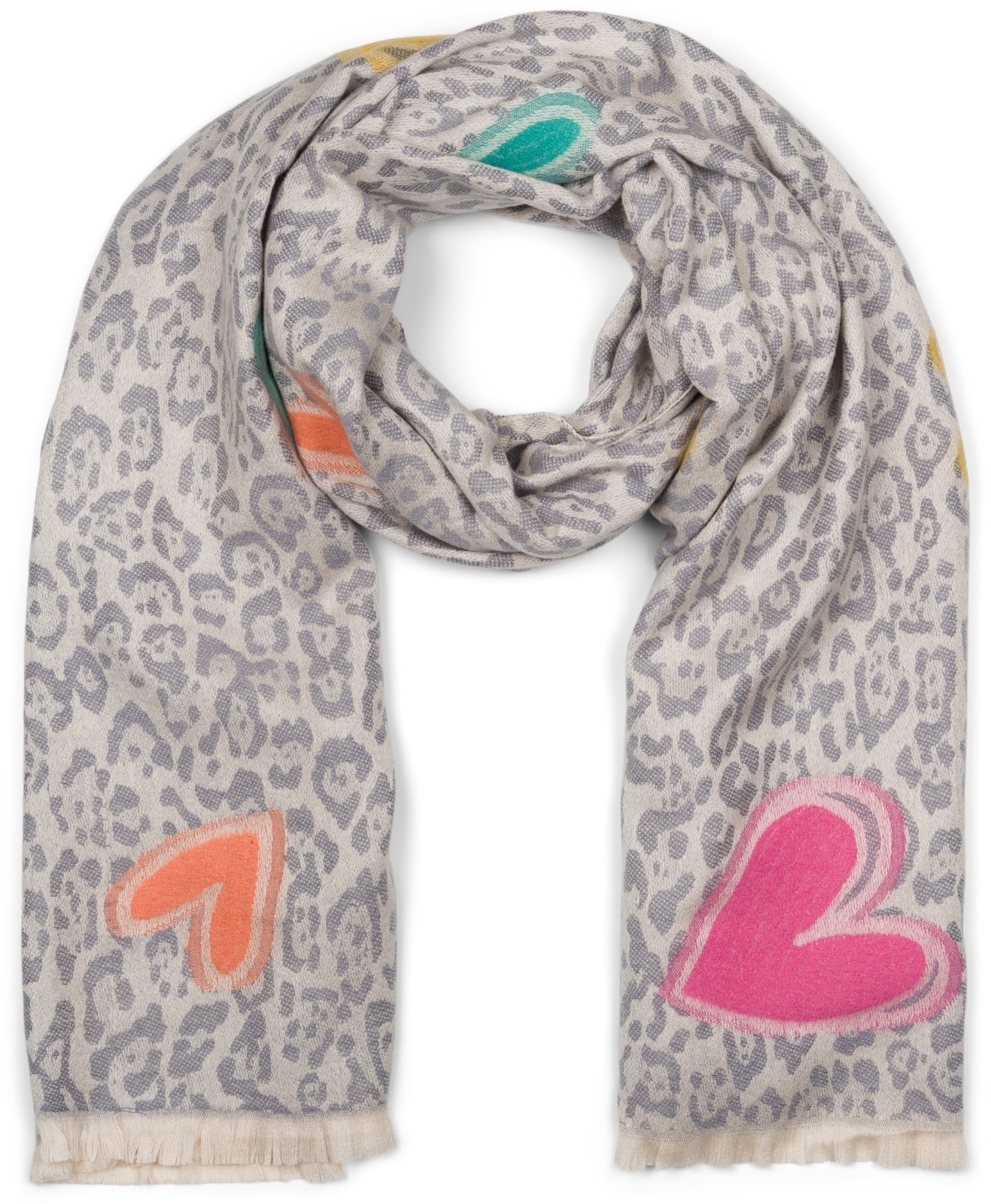styleBREAKER XXL-Schal "Schal mit Leoparden Herz Muster" 1 Stk.