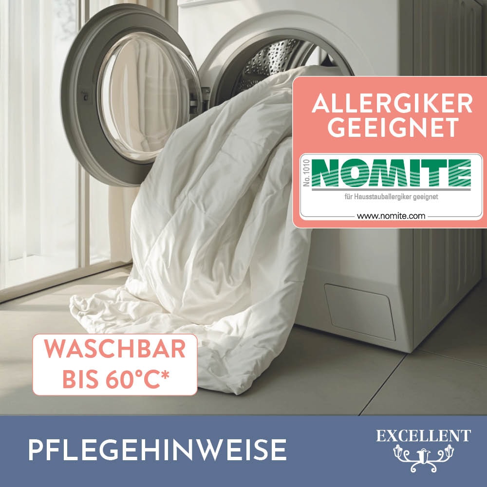 Excellent Daunenbettdecke »Wien, Bettdecken für Sommer und Winter, Decke«, warm, Füllung 90% Daunen, 10% Federn, Bezug 100% Baumwolle, (1 St.), Bettdecke 135x200 cm, made in Germany, allergiker geeignet (Hausstaub)