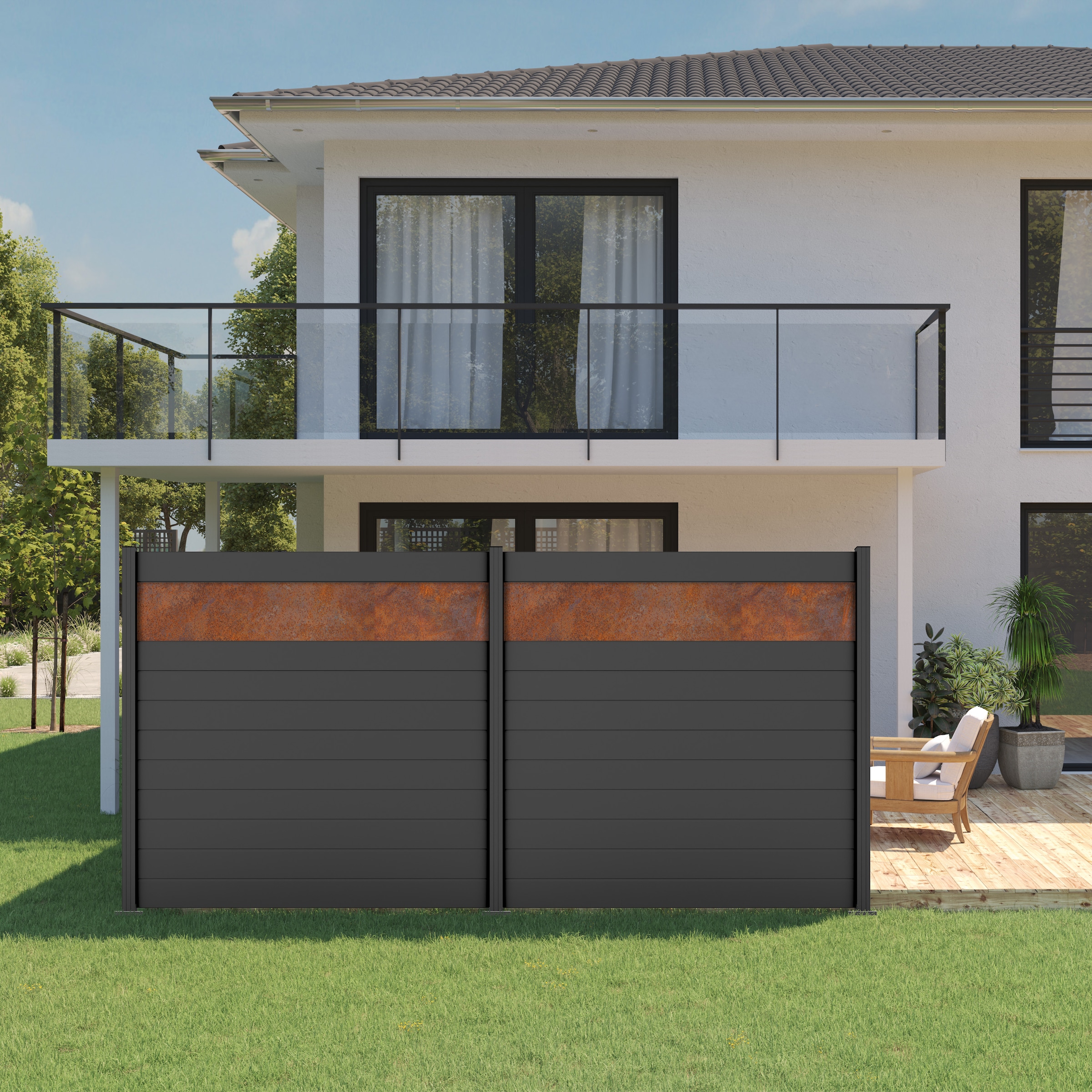 STAKET PRO Gartenzaun »Anbauzaun Paneel 150«, LxH: 184,2x187 cm, 1 Element á 180 cm Breite + Cortenstahl