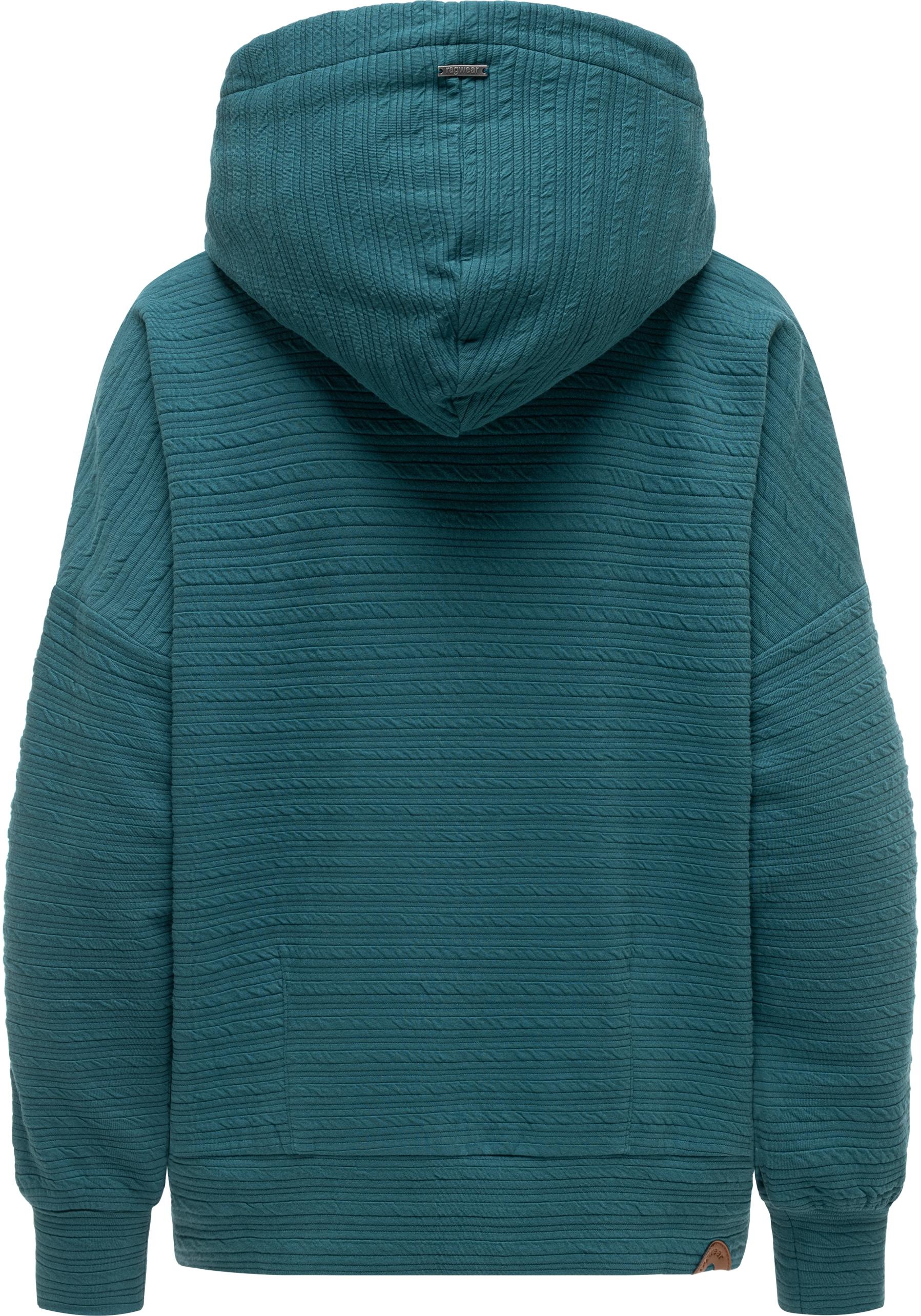 Kapuzenpullover RAGWEAR "Pirita Crepe", Damen, Gr. XXXL(46), ocean grün, Sweatware, Material: 65% Baumwolle, 27% Polyester, 6% Viskose, 2% Elasthan, lässig geschnitten hüftbedeckend, hoch geschlossener Ausschnitt, Ärmel ohne Ärmelschlitz abgesteppte Kante 2