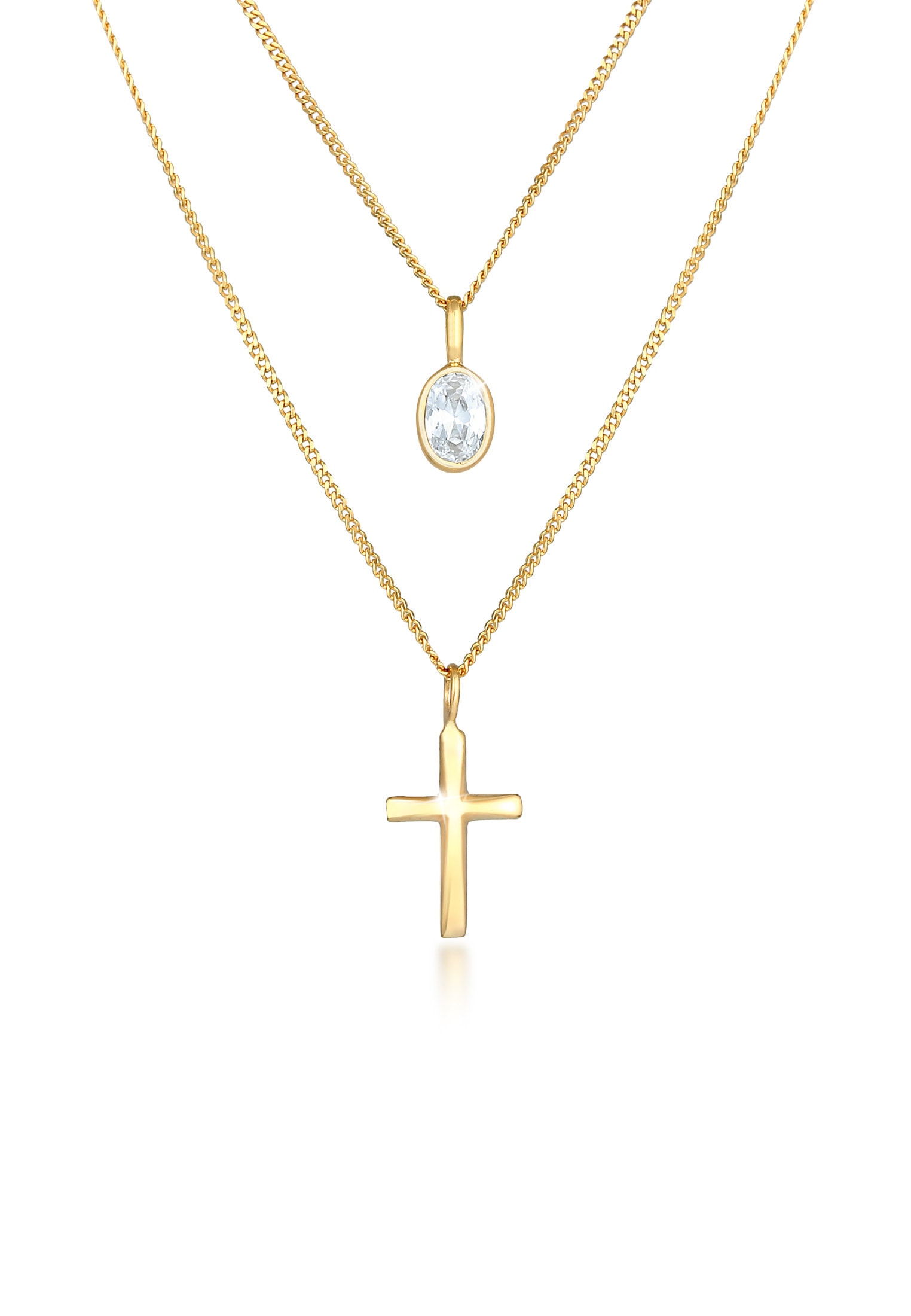 Elli Gliederkette »Layer Zirkonia Kreuz Glaube 925 Silber«