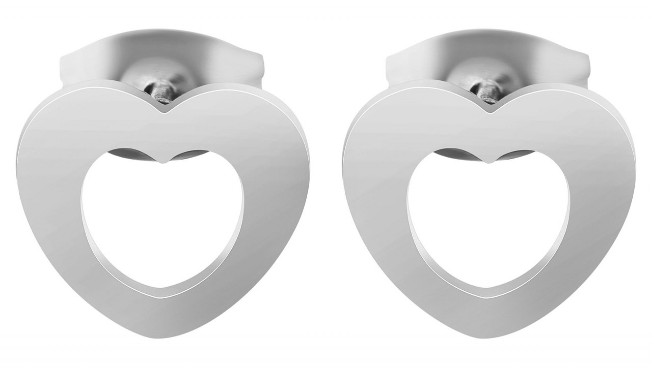 Paar Ohrhänger ADELIA´S "Damen Ohrstecker aus poliertem Edelstahl mit Herz", silber, Ohrringe, Damen, Damen, Edelstahl 2