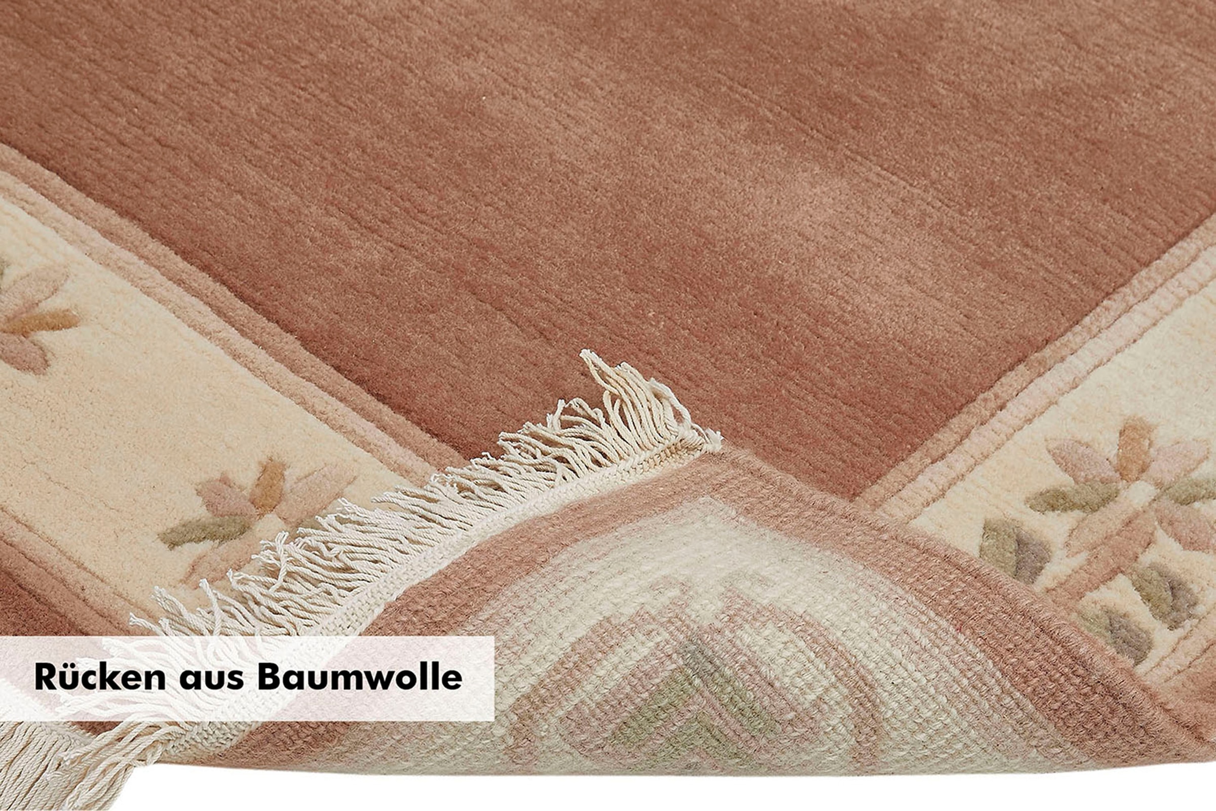 LUXOR living Wollteppich »Adour«, rechteckig, 18 mm Höhe, reine Wolle, handgeknüpft, mit Bordüre und Fransen, Wohnzimmer