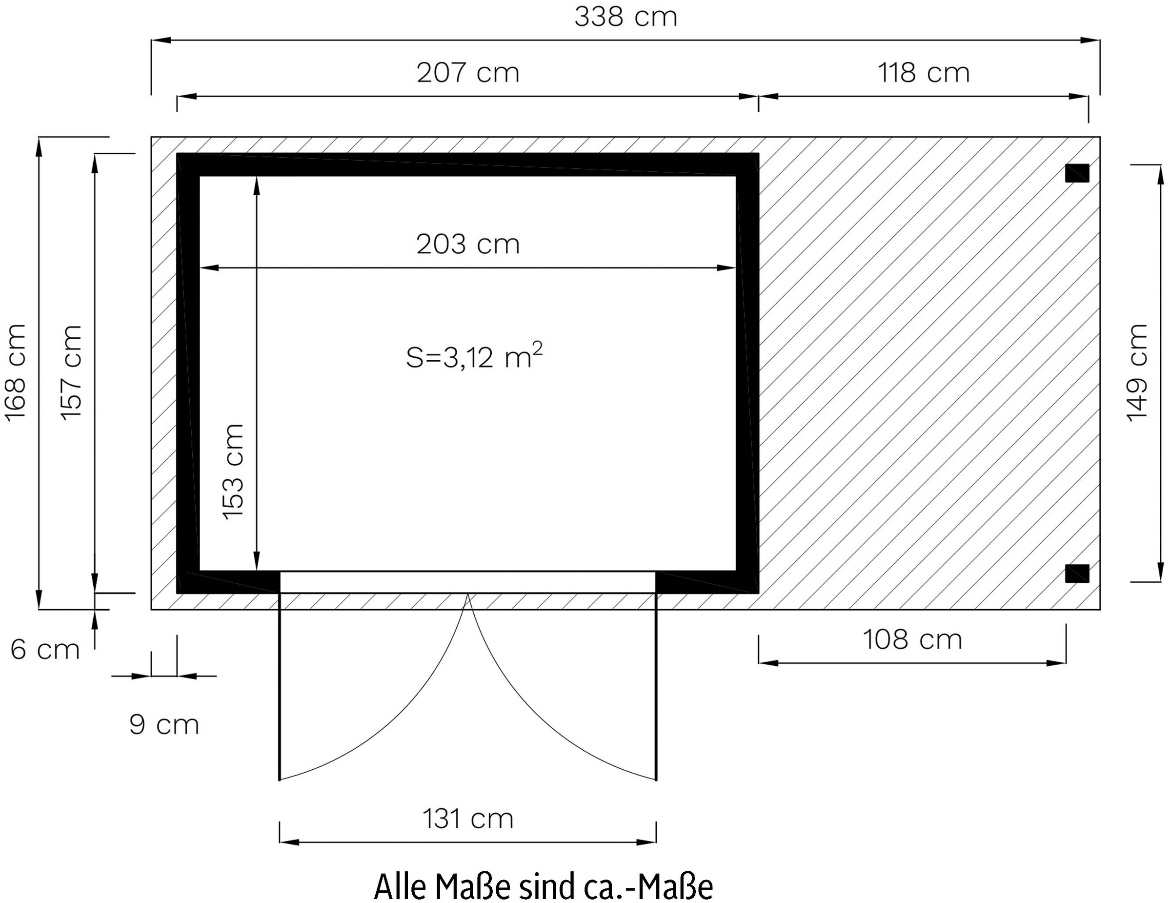 KONIFERA Gartenhaus »Alto 2 PLUS Fineline Satteldach«, mit Anbaudach