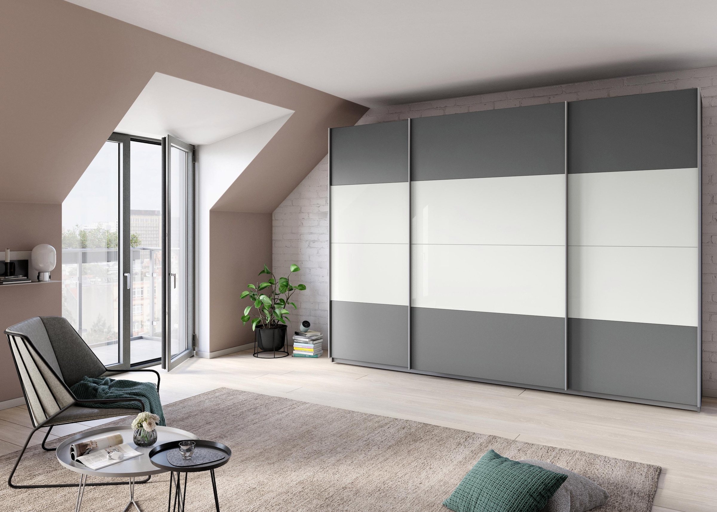 rauch Schwebetürenschrank »Quadra Bestseller Schlafzimmerschrank in vielen Breiten«, Kleiderschrank Garderobenschrank Schrank mit Glaselementen